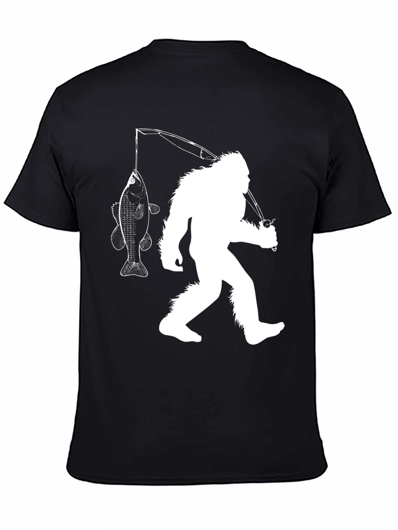 Bigfoot Fishing Graphic T-Shirt