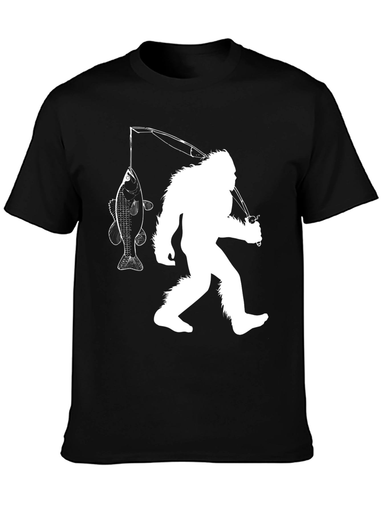 Bigfoot Fishing Graphic T-Shirt