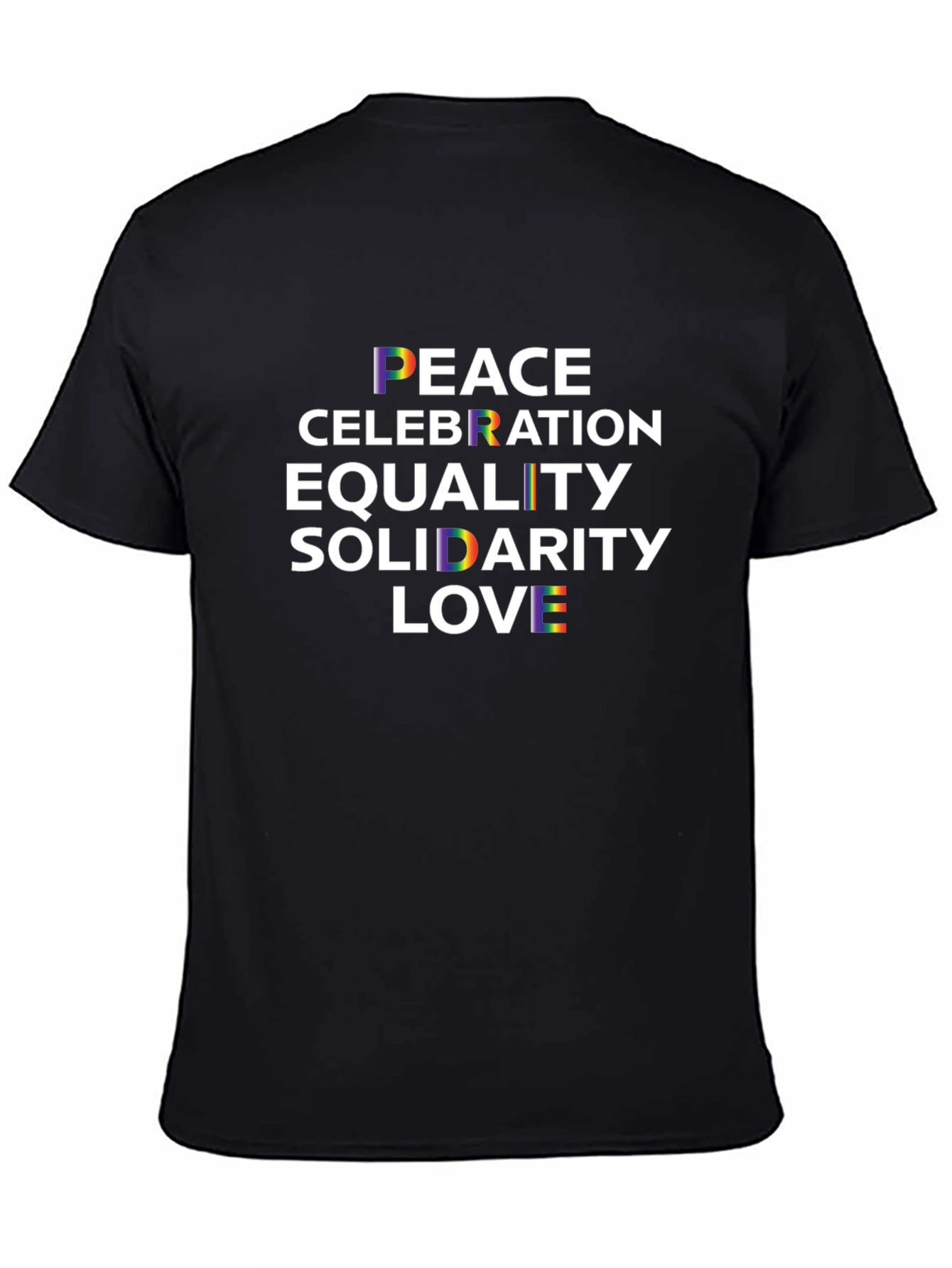 Pride Equality Tee: Peace Love Celebration Solidarity