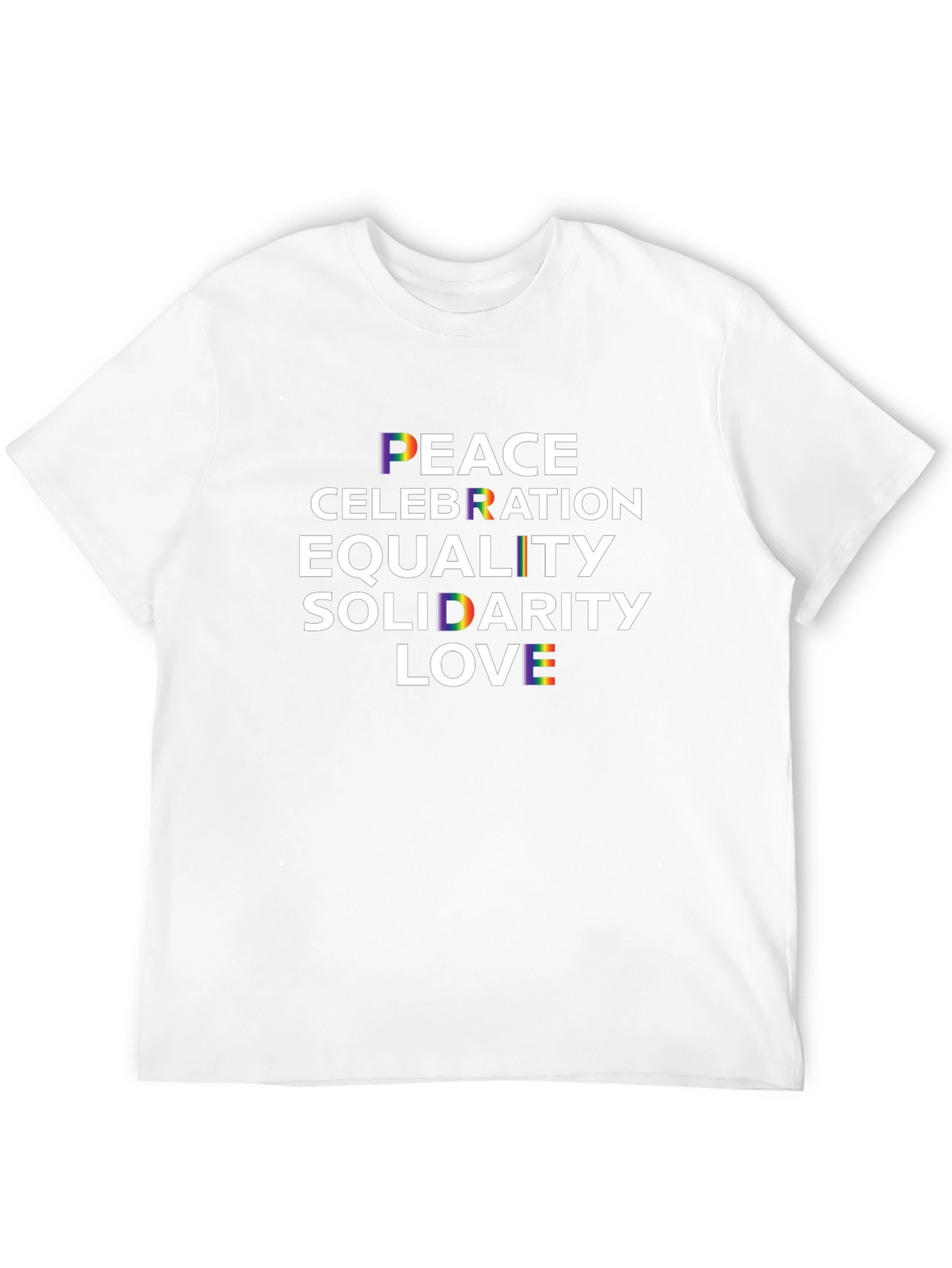 Pride Equality Tee: Peace Love Celebration Solidarity