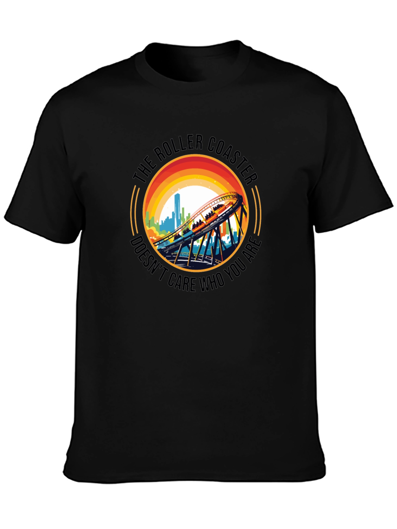 Roller Coaster Graphic Tee - Unisex Black T-Shirt