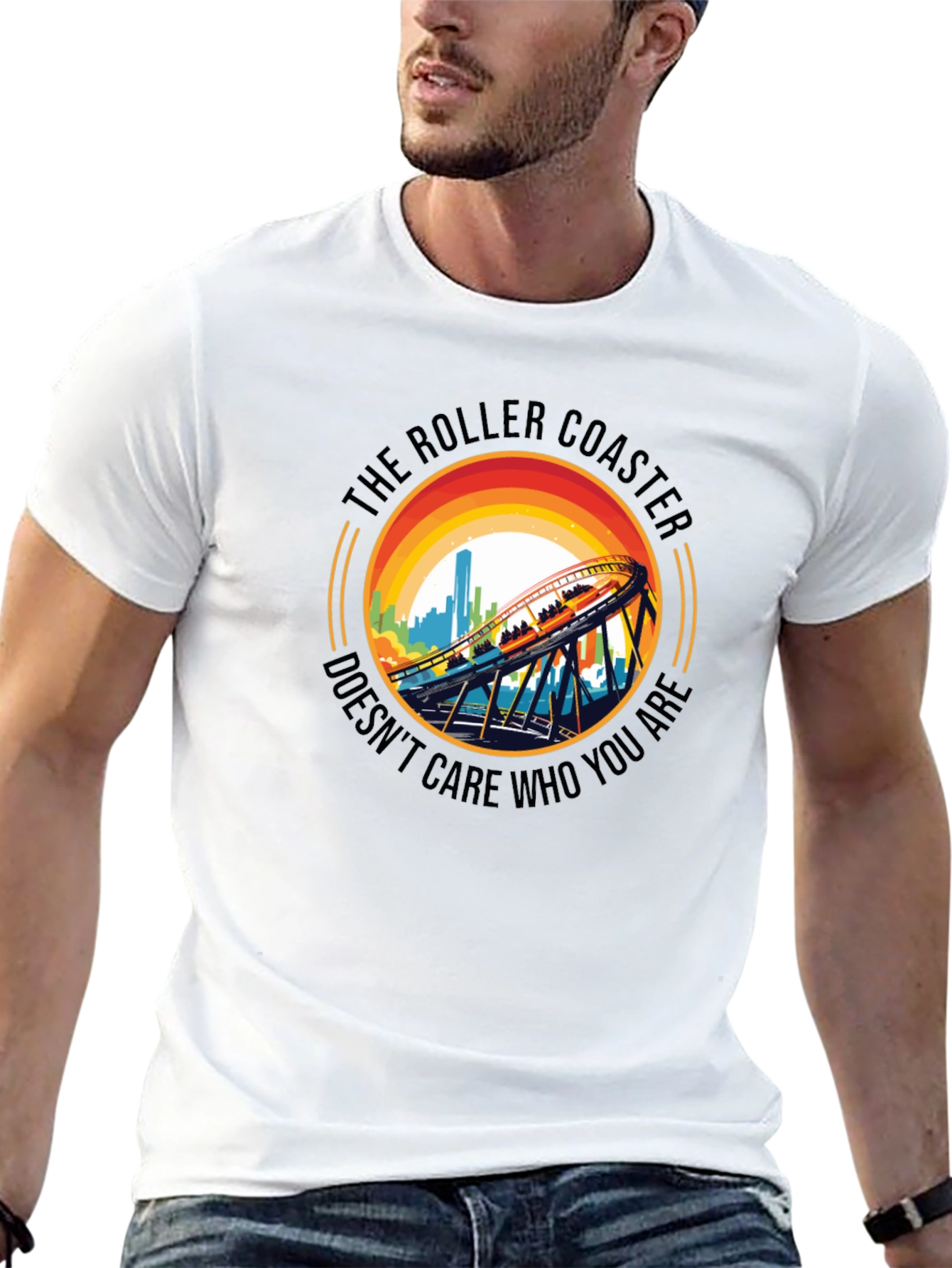 Roller Coaster Graphic Tee - Unisex Black T-Shirt