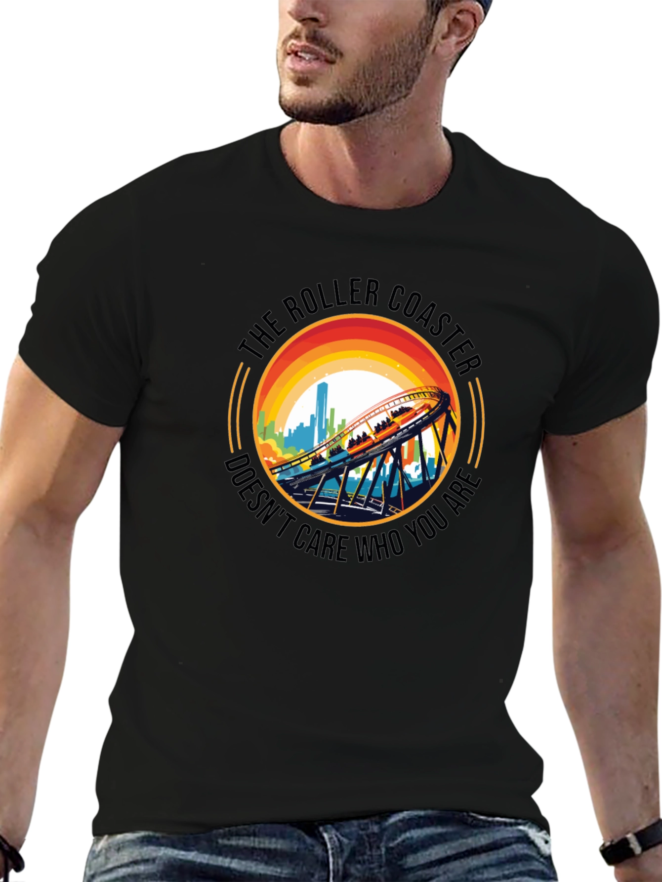 Roller Coaster Graphic Tee - Unisex Black T-Shirt