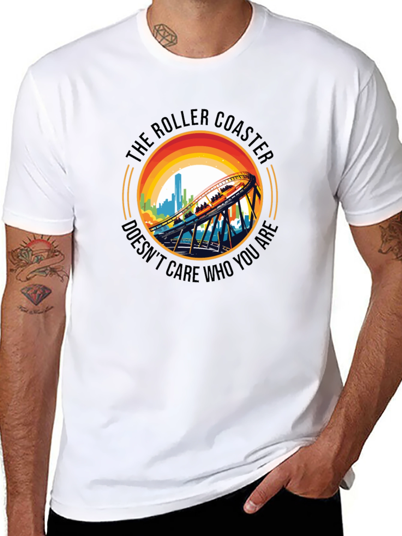 Roller Coaster Graphic Tee - Unisex Black T-Shirt