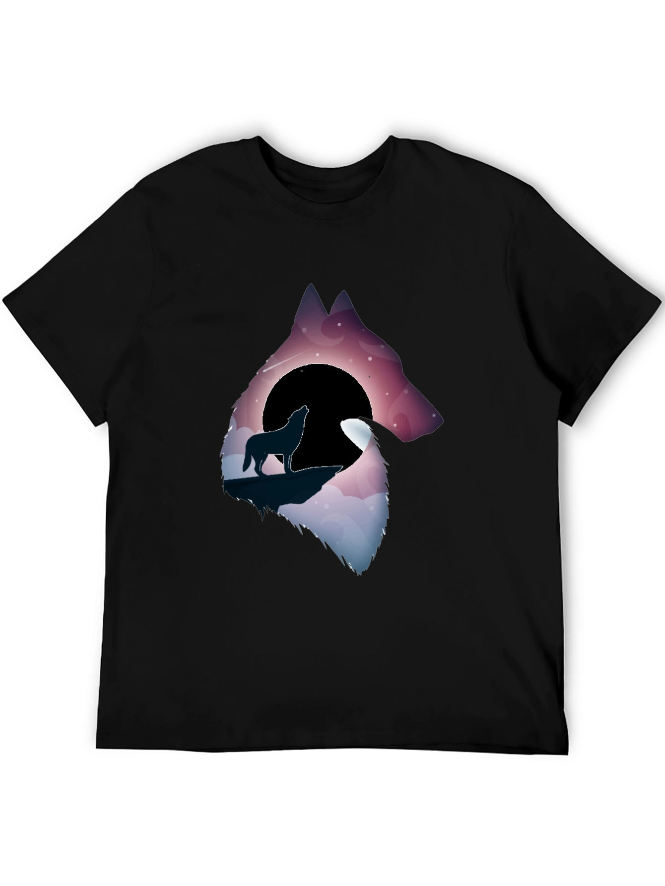 Wolf Silhouette Graphic Tee - Stylish Mens Black T-Shirt