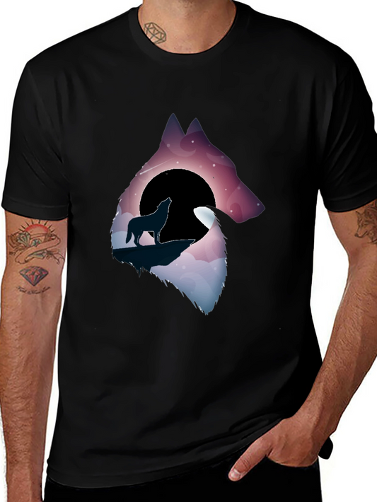 Wolf Silhouette Graphic Tee - Stylish Mens Black T-Shirt