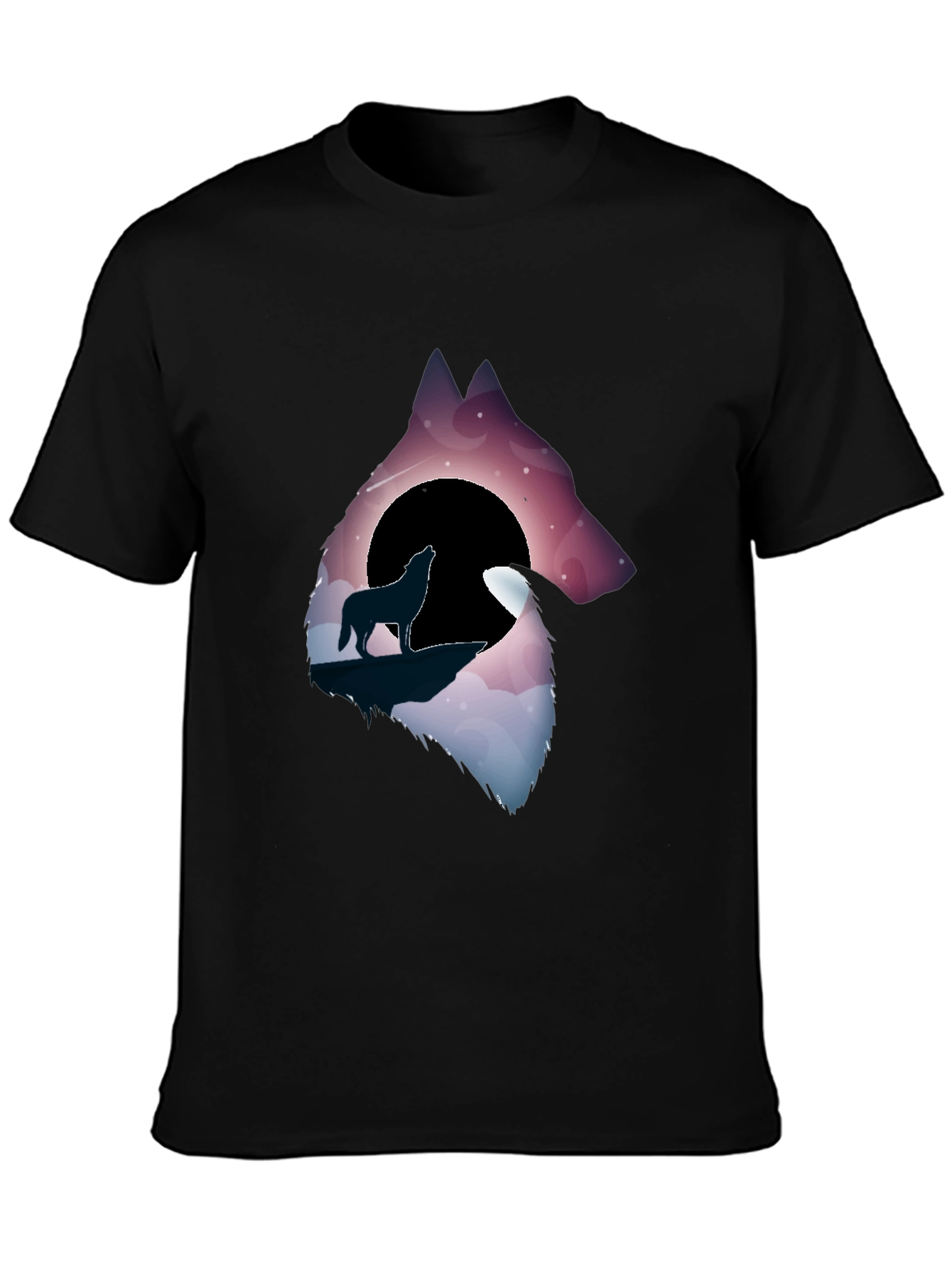 Wolf Silhouette Graphic Tee - Stylish Mens Black T-Shirt