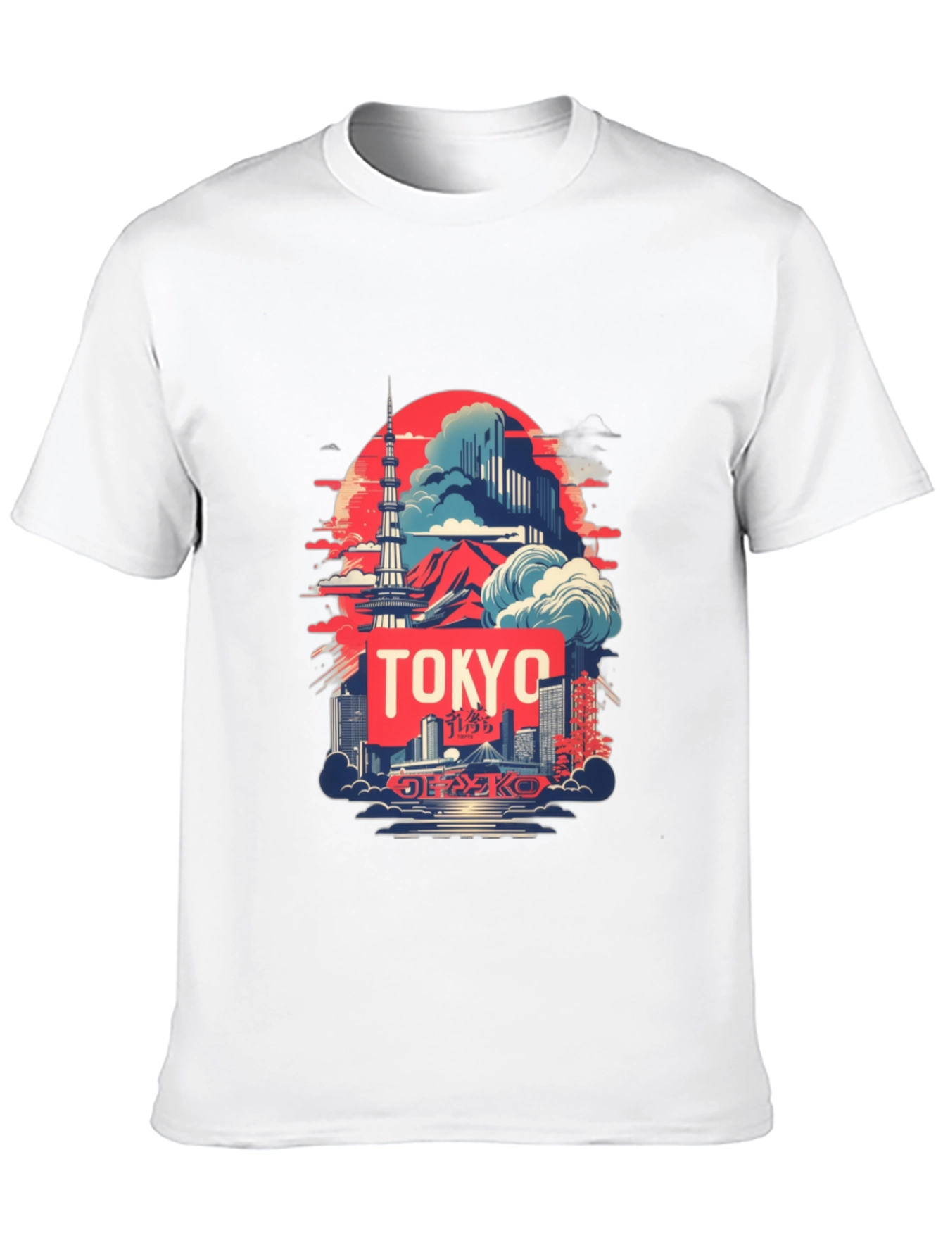 Tokyo Skyline Graphic Tee - Black Cotton T-Shirt