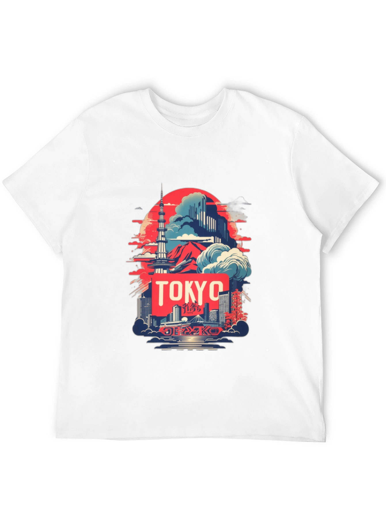 Tokyo Skyline Graphic Tee - Black Cotton T-Shirt