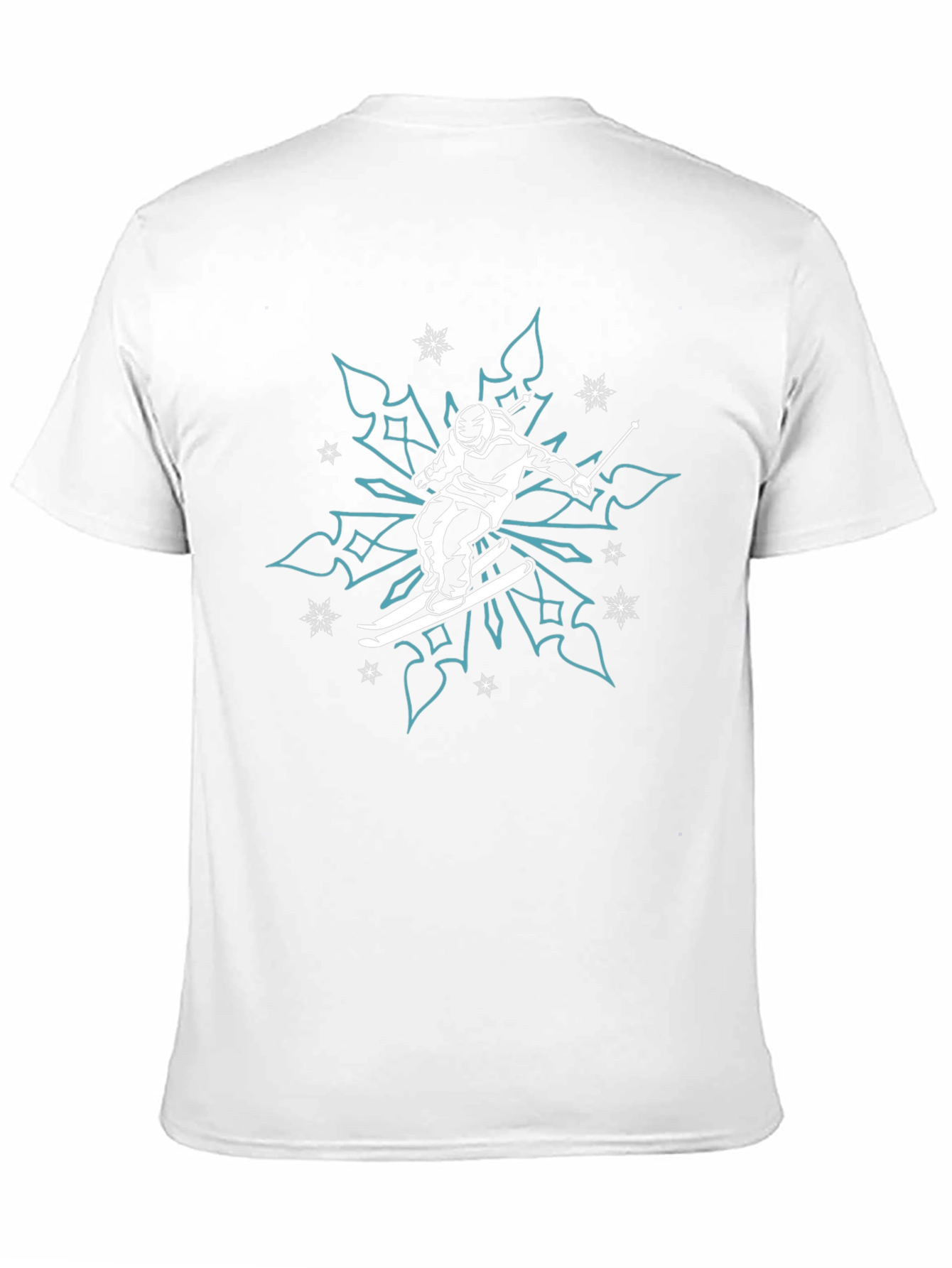 Skiing Snowflake Graphic T-Shirt - Black