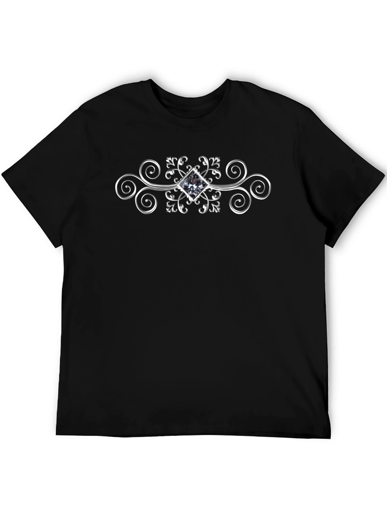 Elegant Swirl Diamond Graphic Tee - Stylish Black Shirt
