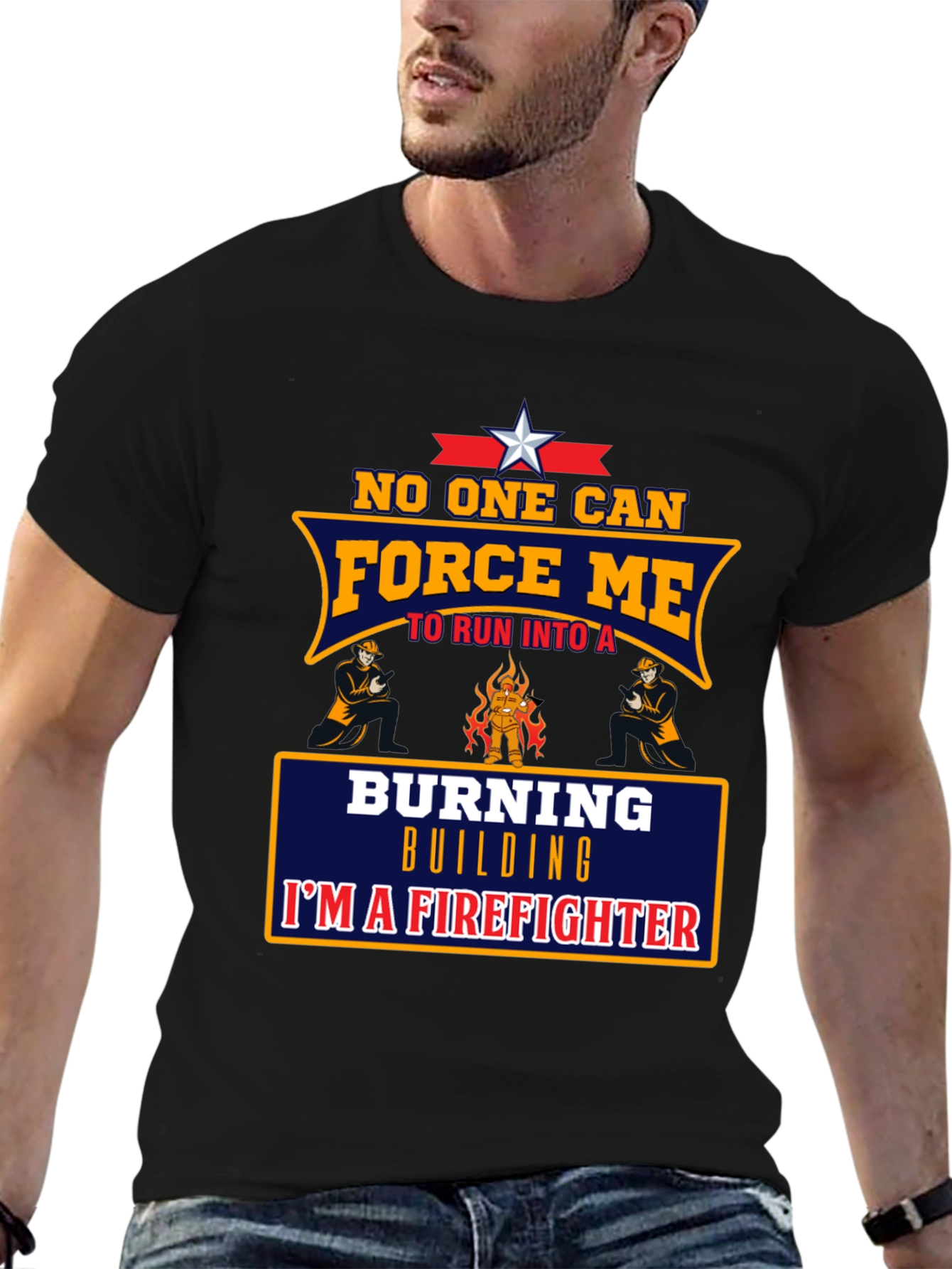Firefighter T-Shirt - Burning Building Design