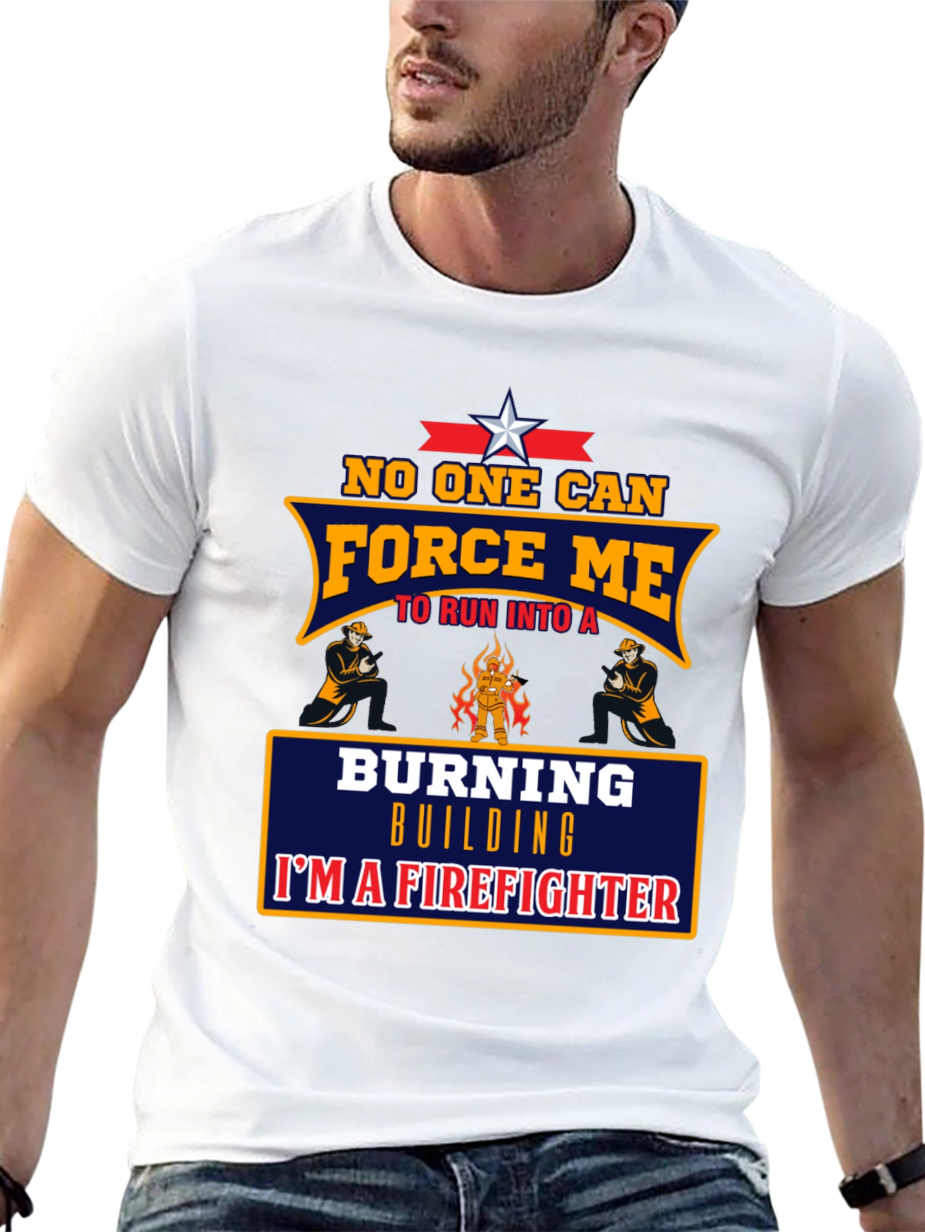 Firefighter T-Shirt - Burning Building Design