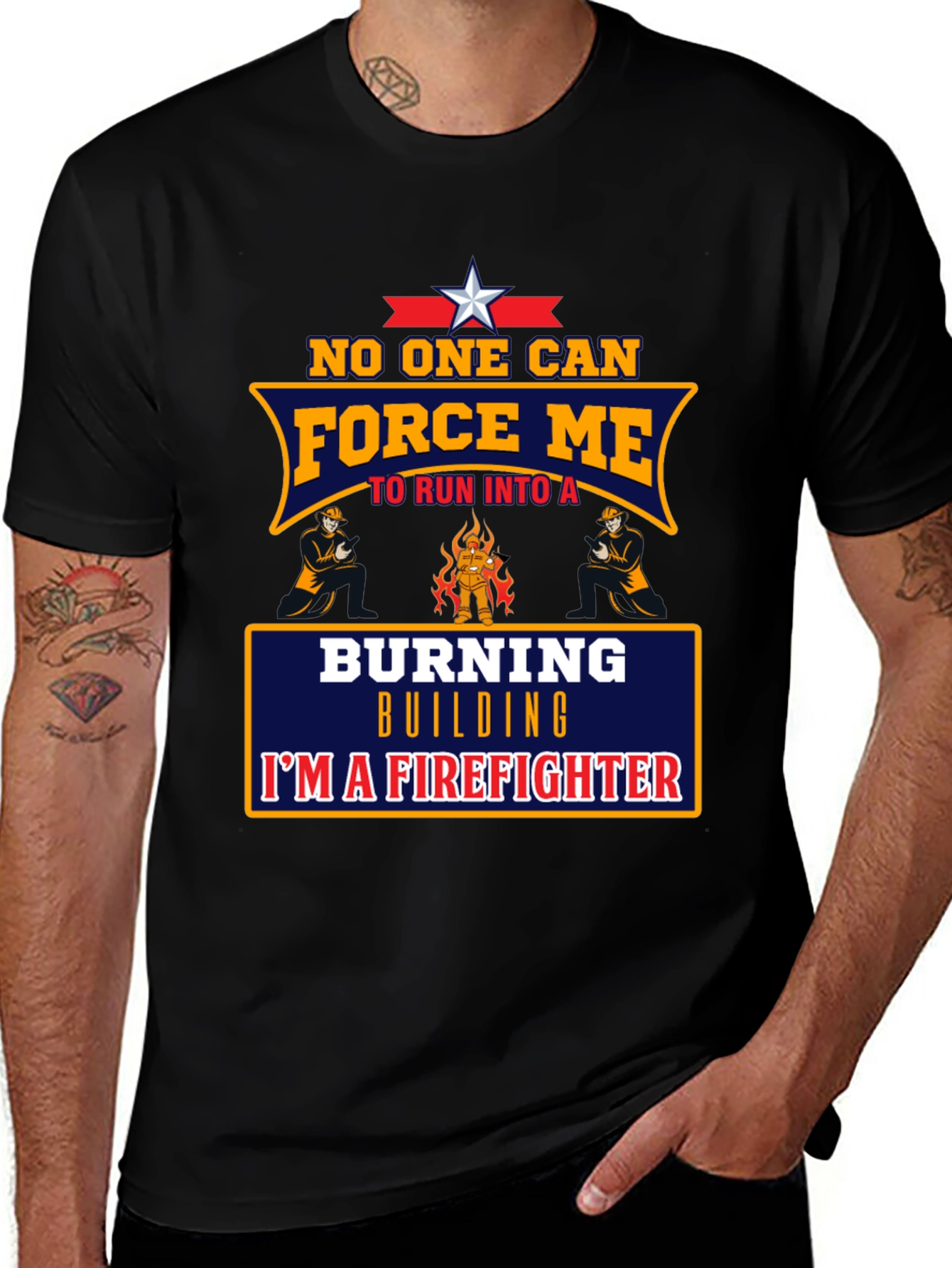 Firefighter T-Shirt - Burning Building Design