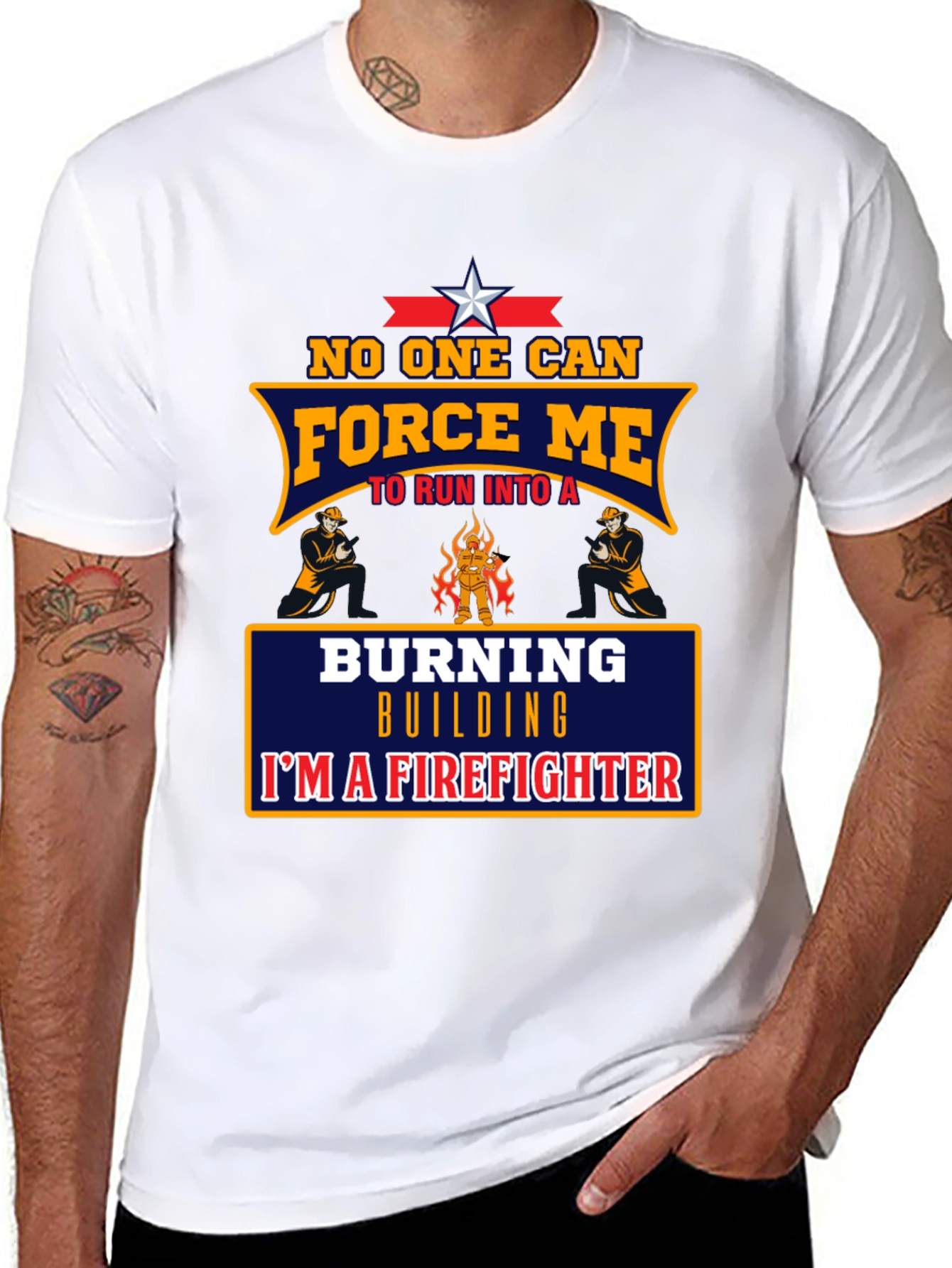 Firefighter T-Shirt - Burning Building Design