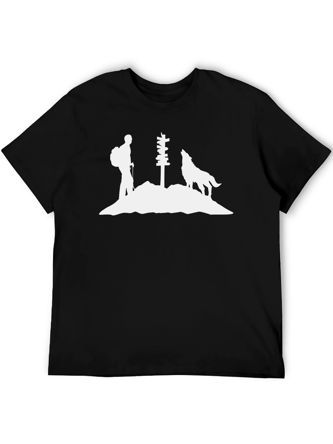 Hiking Wolf Silhouette Graphic Tee