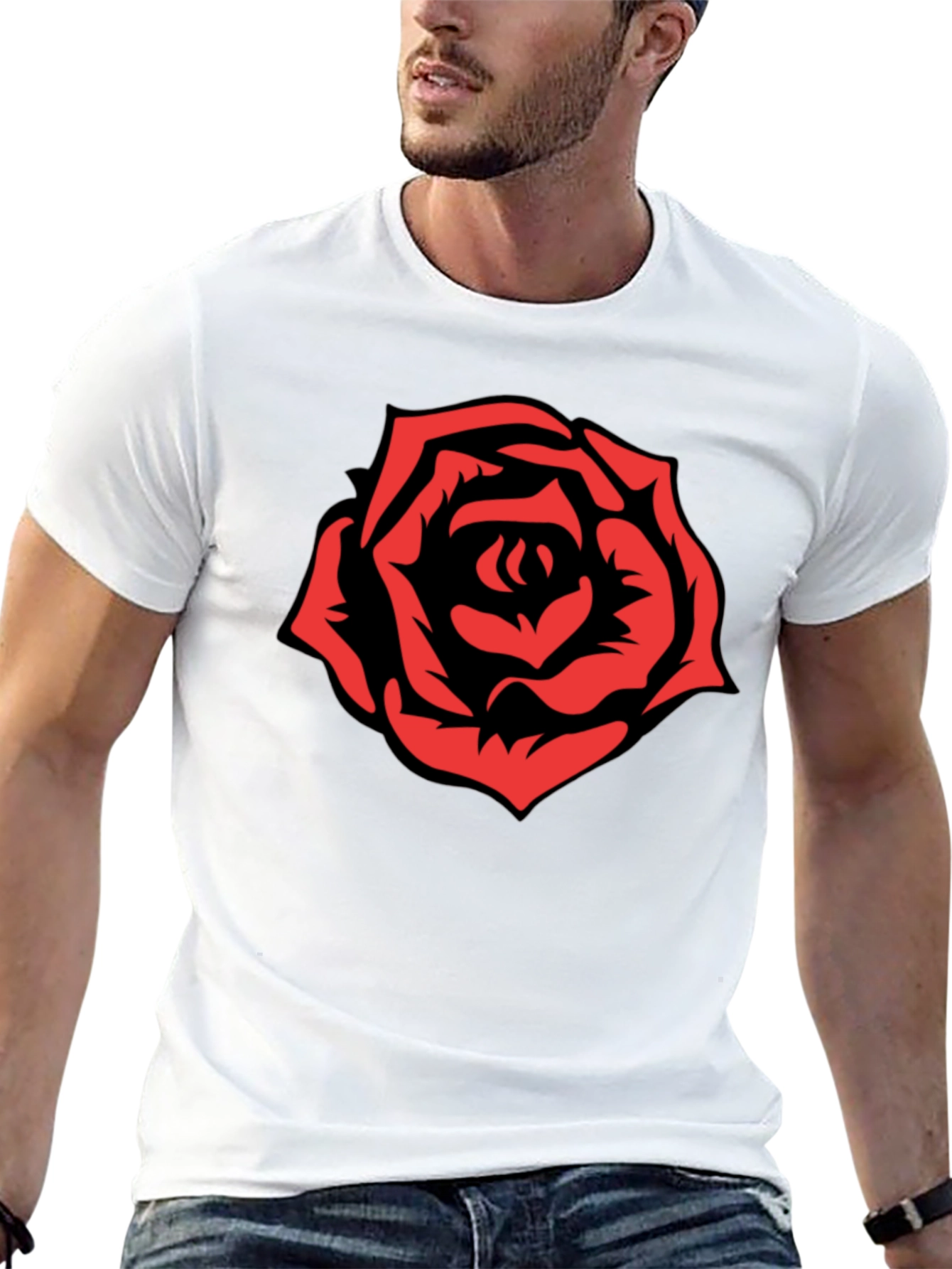 Bold Rose Graphic T-Shirt - Black