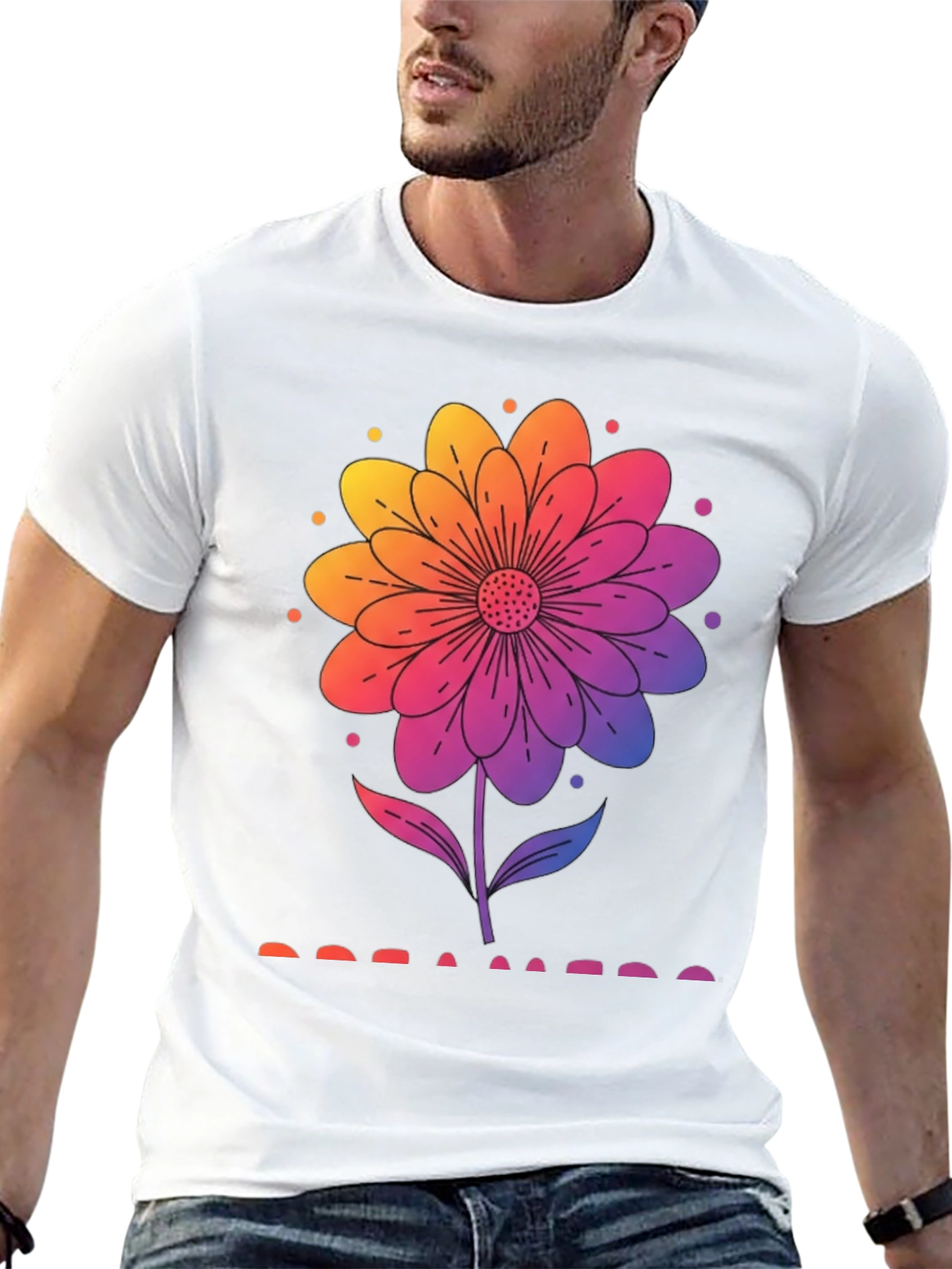 Rainbow Flower Graphic T-Shirt