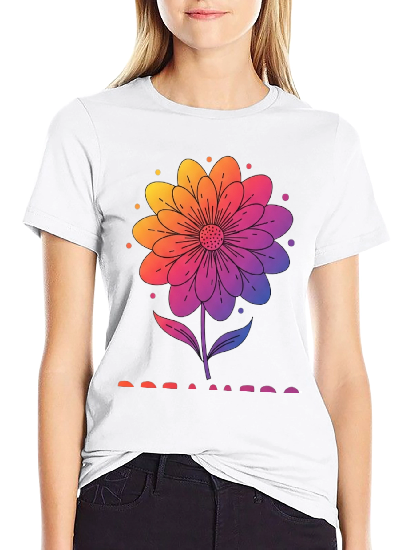 Rainbow Flower Graphic T-Shirt