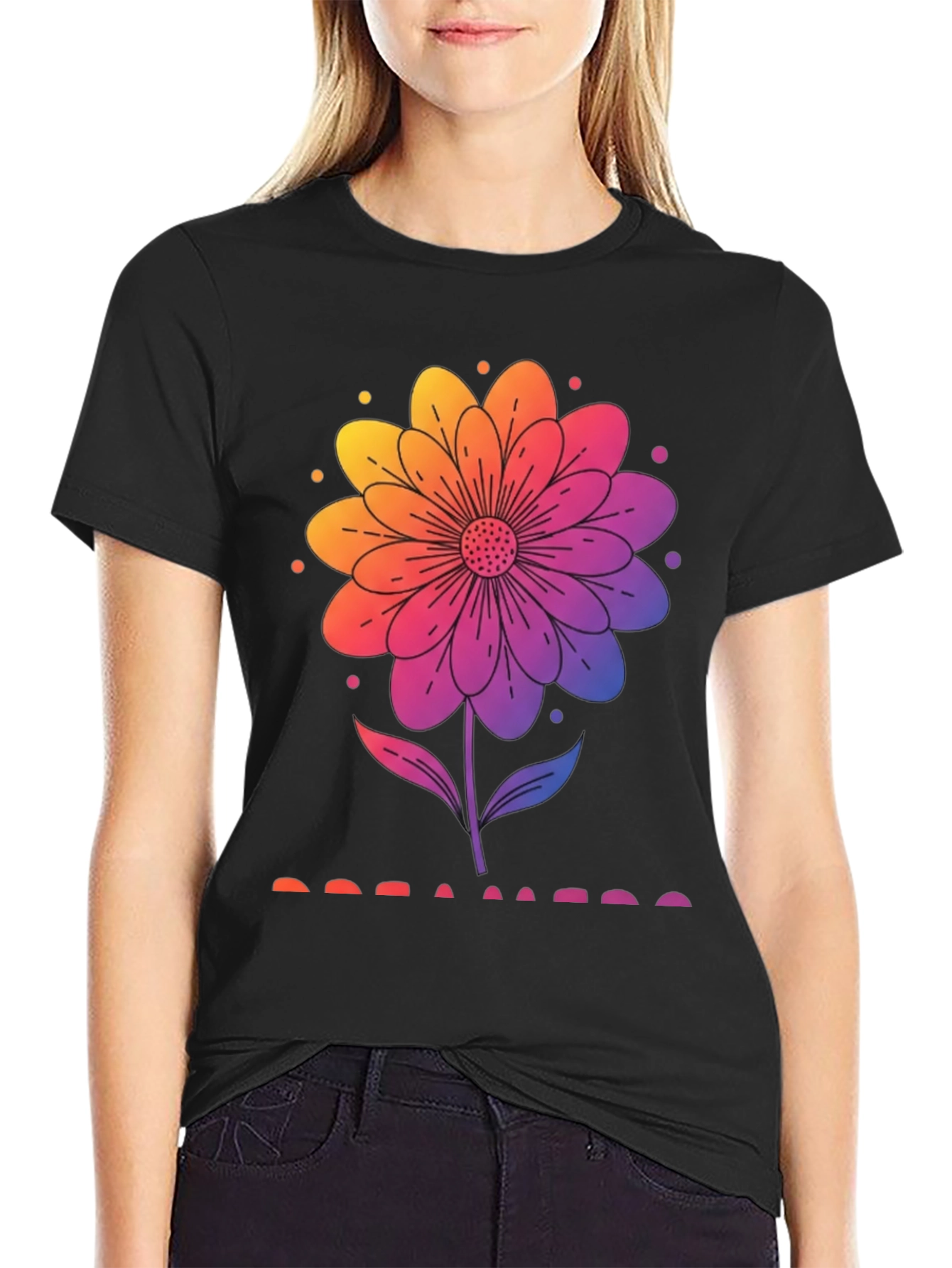 Rainbow Flower Graphic T-Shirt