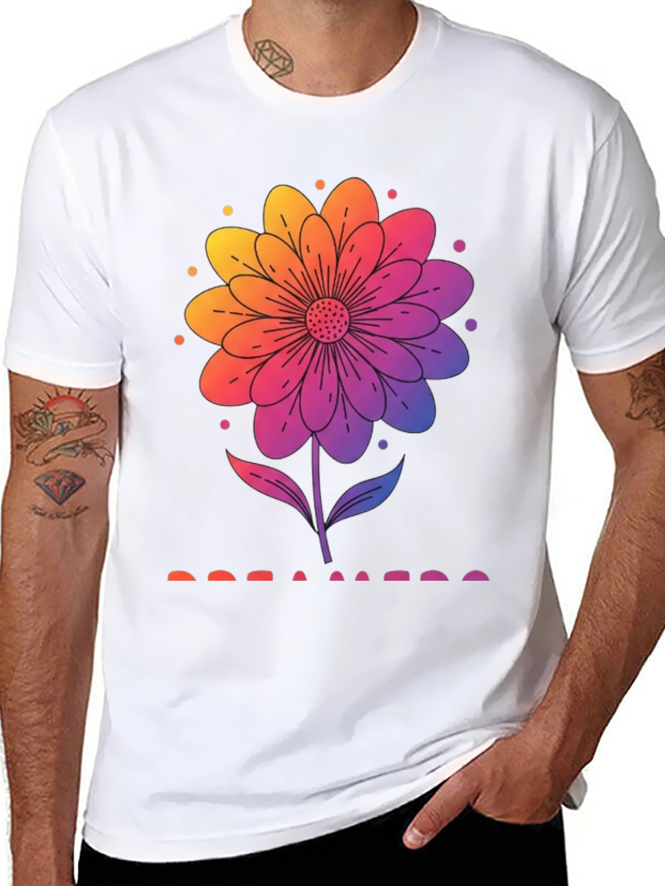 Rainbow Flower Graphic T-Shirt