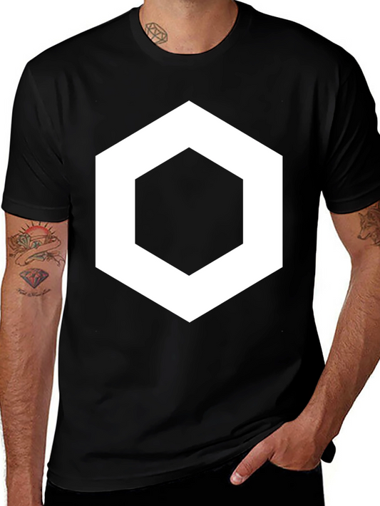Geometric Hexagon Graphic Black T-Shirt