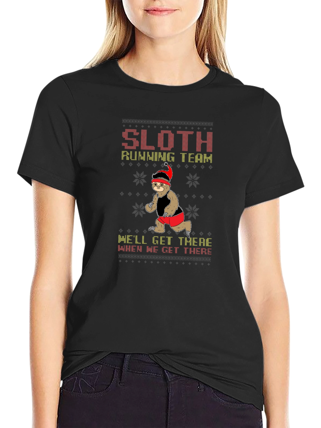Sloth Running Team Holiday Graphic T-Shirt