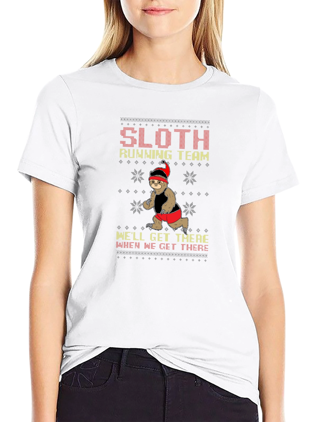 Sloth Running Team Holiday Graphic T-Shirt