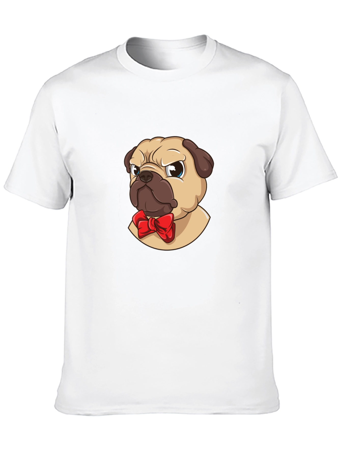 Pug With Bow Tie Graphic Tee - Black