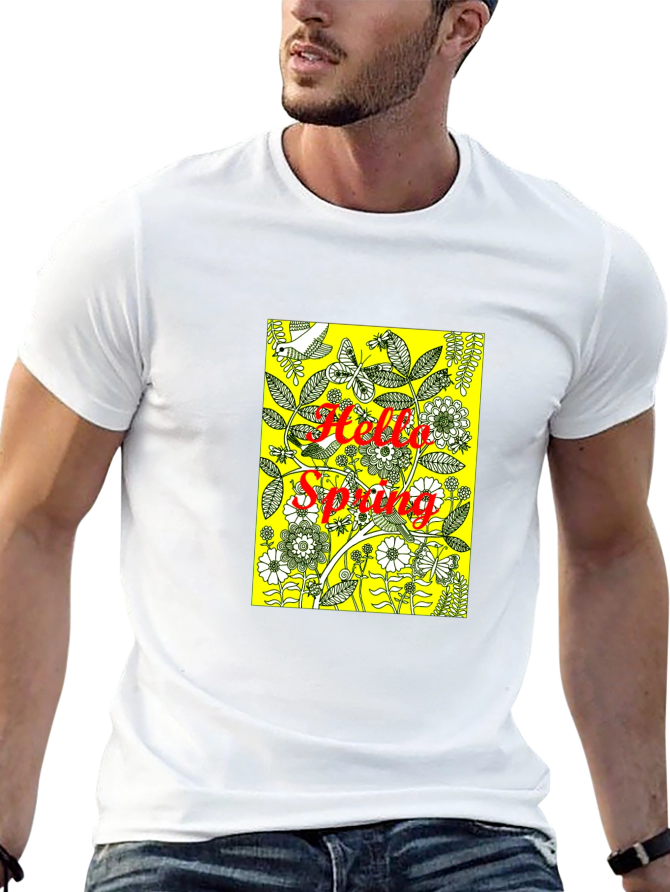 Hello Spring Black Graphic Tee