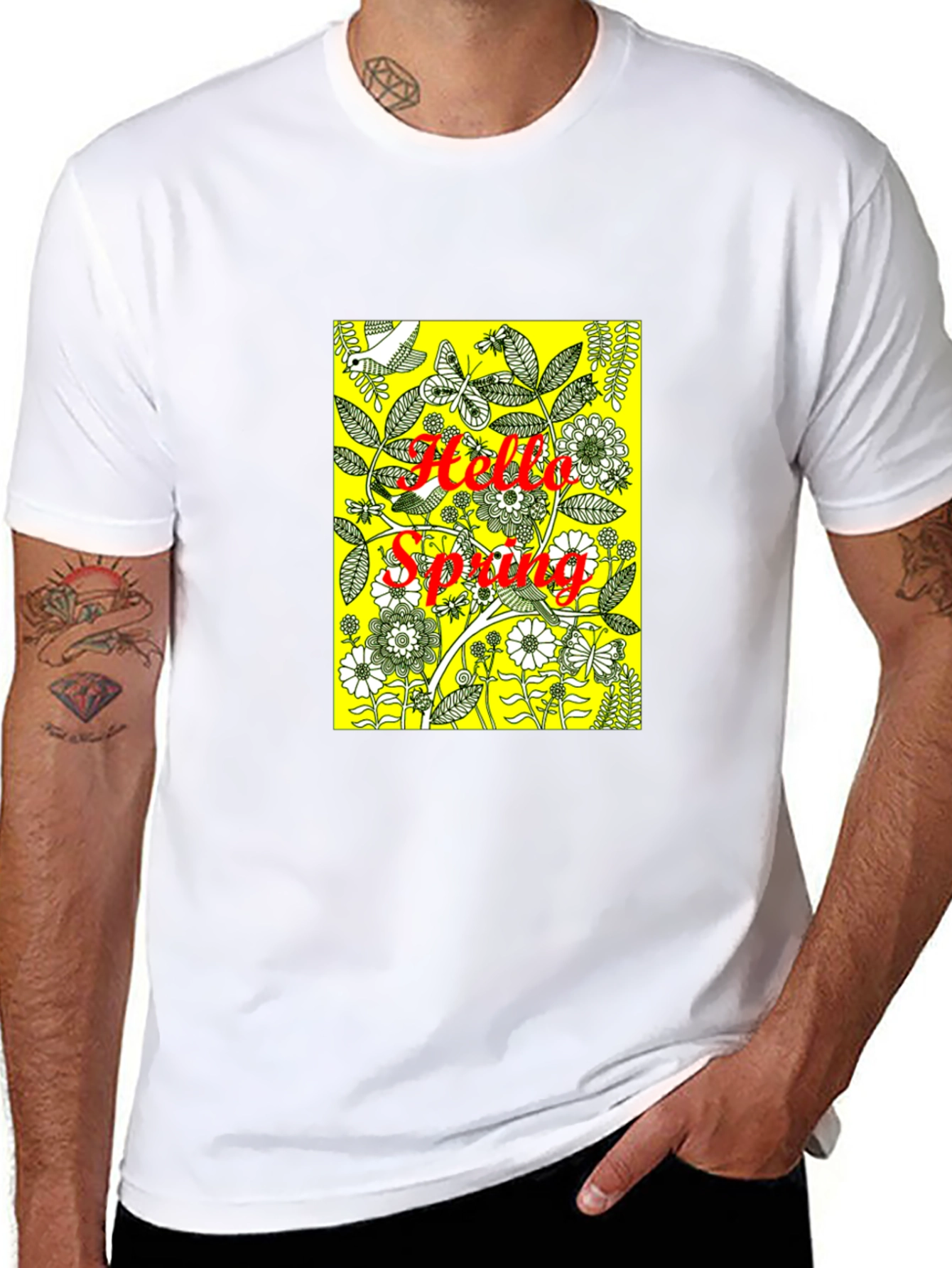 Hello Spring Black Graphic Tee