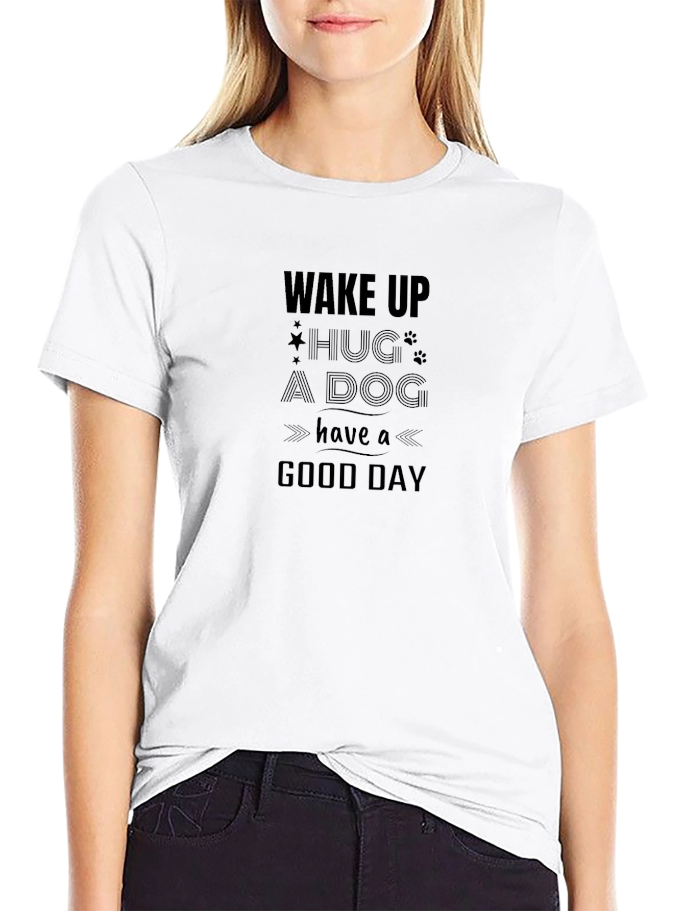 Wake Up Hug a Dog Graphic T-Shirt