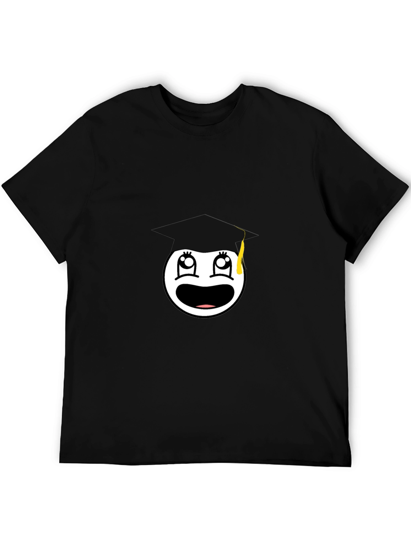 Graduation Smiley Face Black Graphic Tee