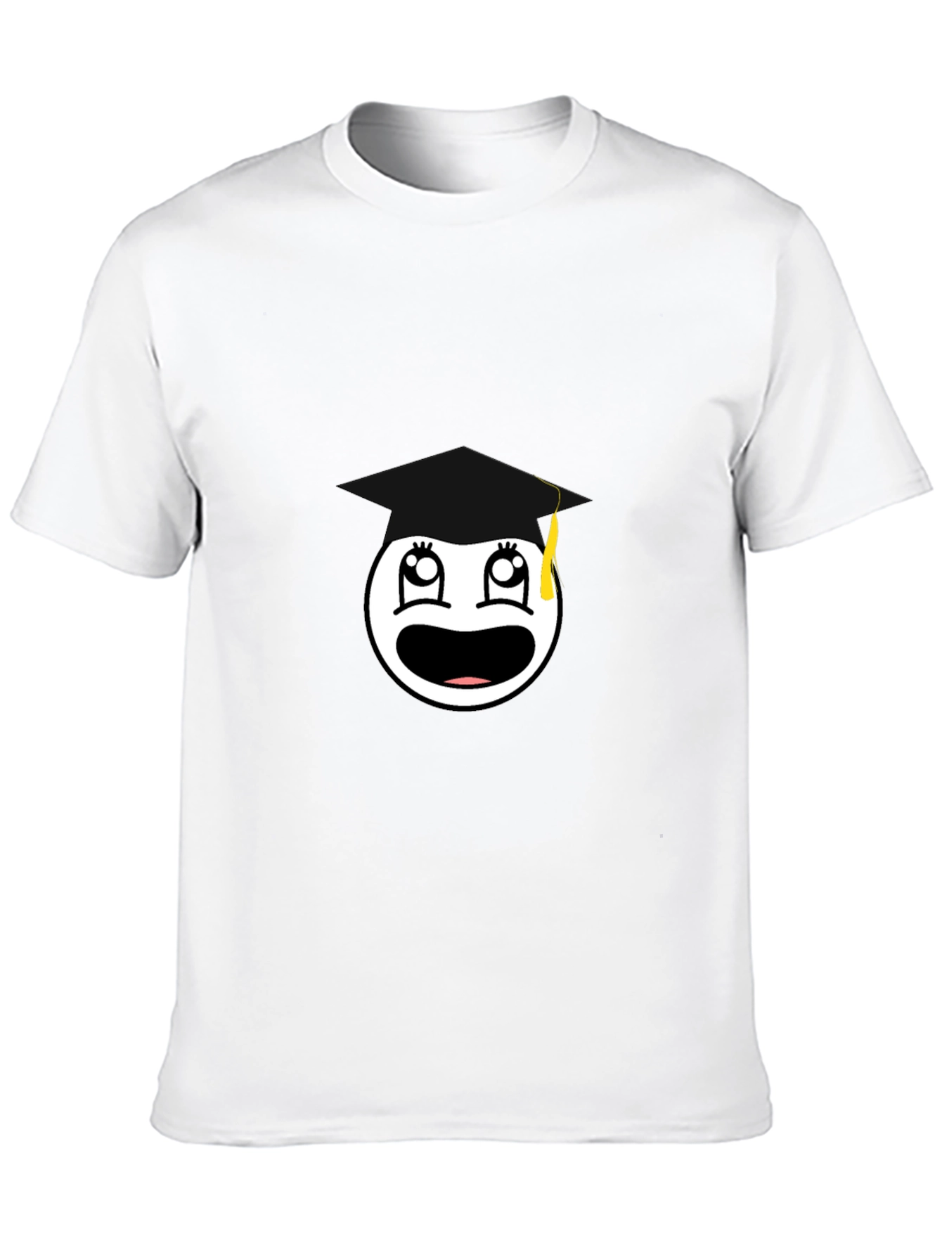 Graduation Smiley Face Black Graphic Tee