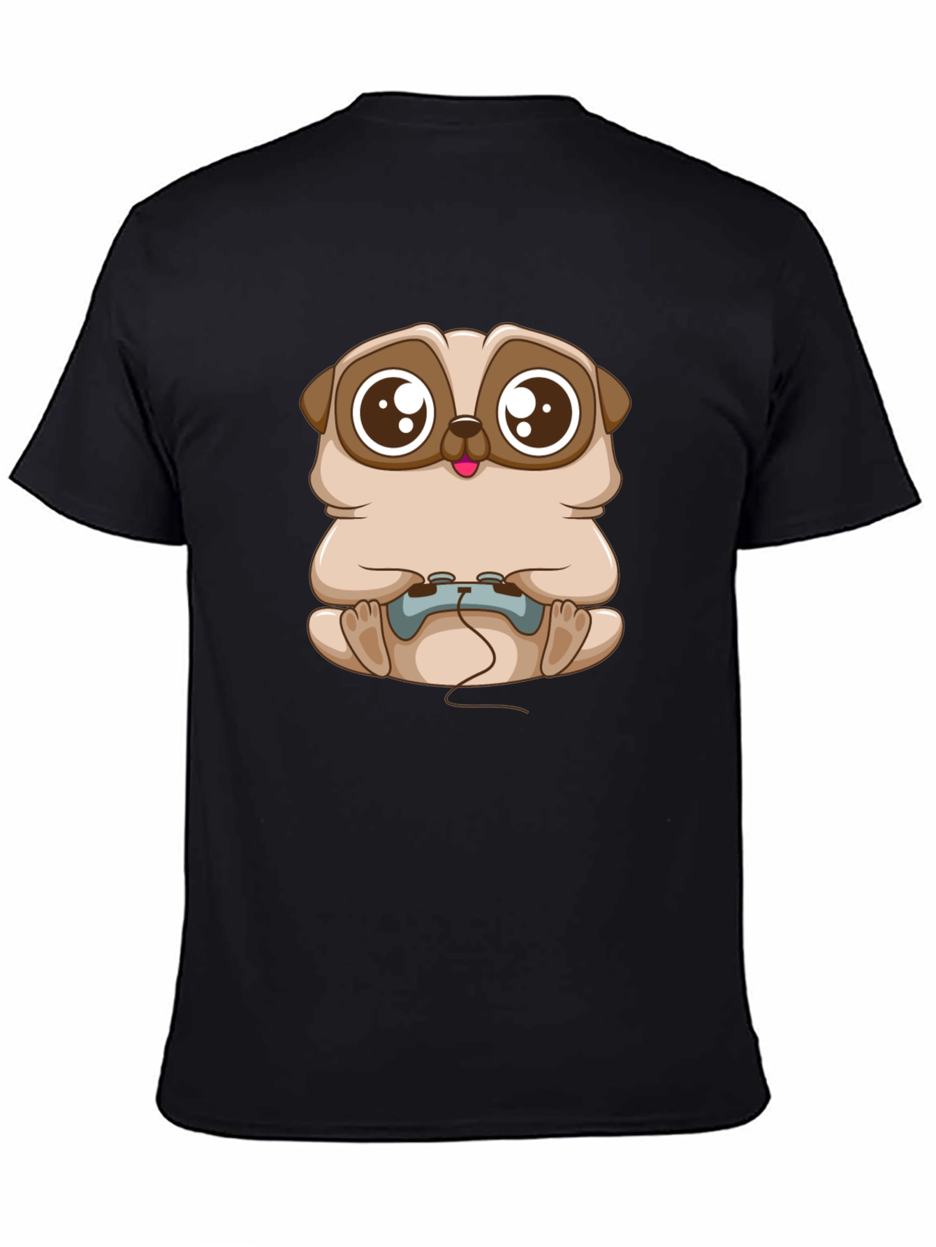 Gamer Pug Graphic T-Shirt - Black Cotton Tee