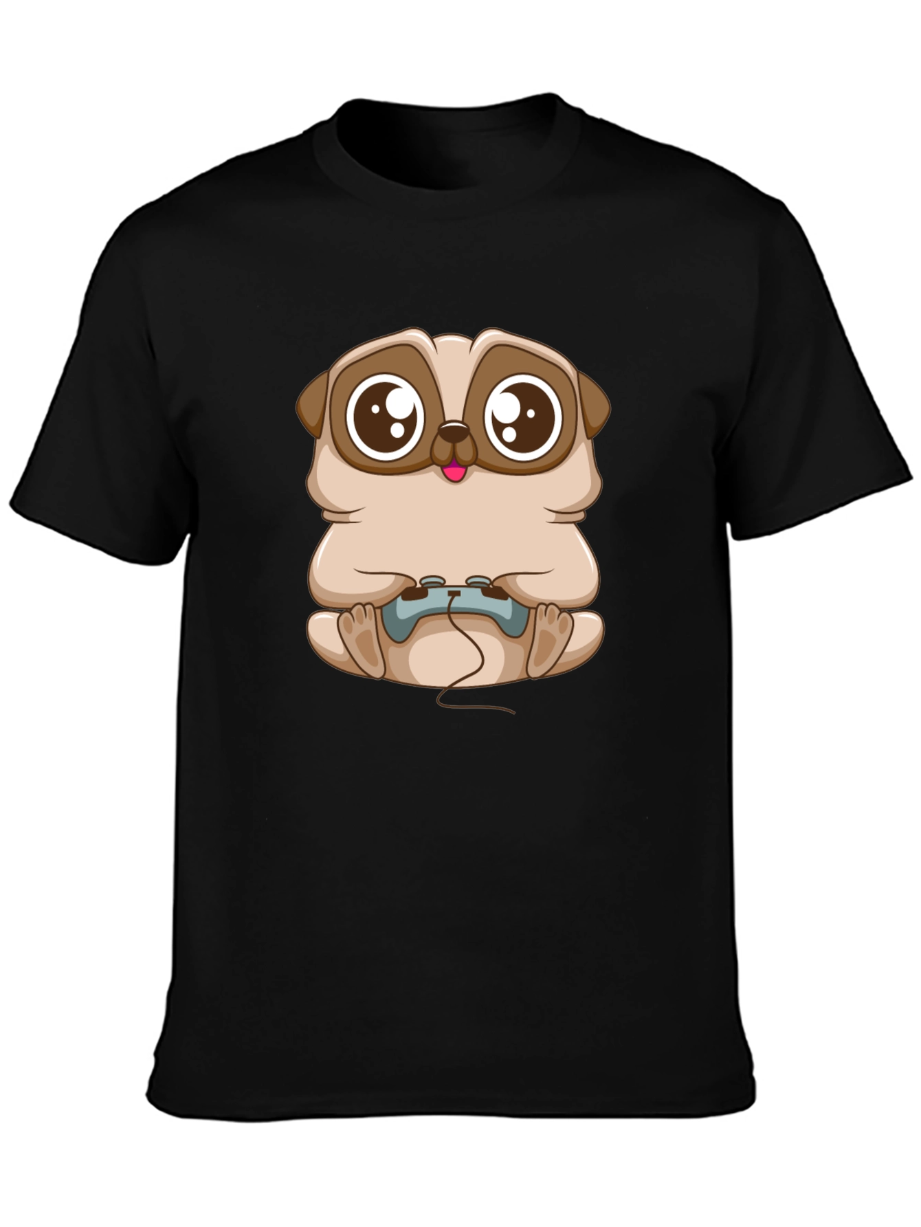Gamer Pug Graphic T-Shirt - Black Cotton Tee
