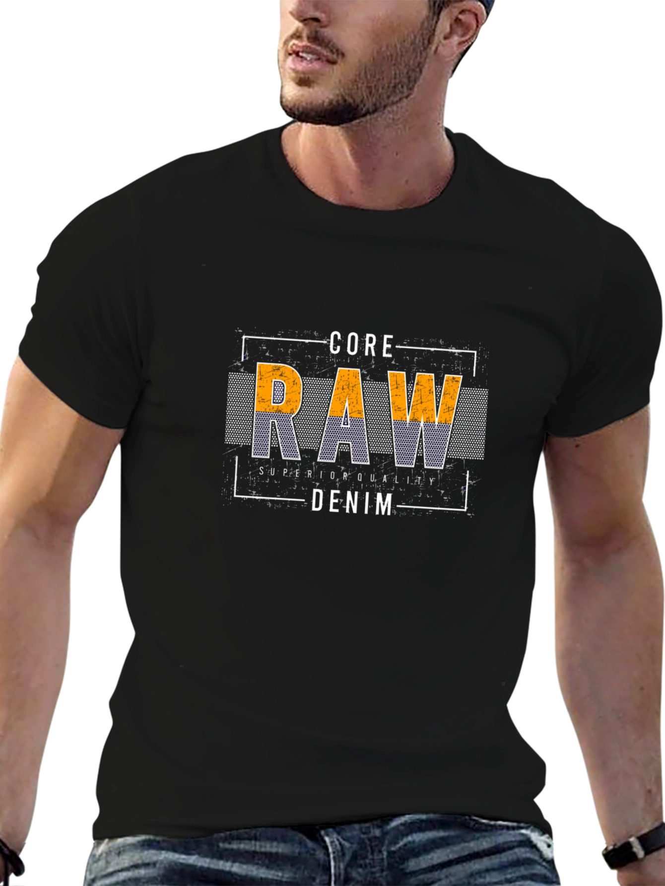 Core Raw Denim Graphic T-Shirt