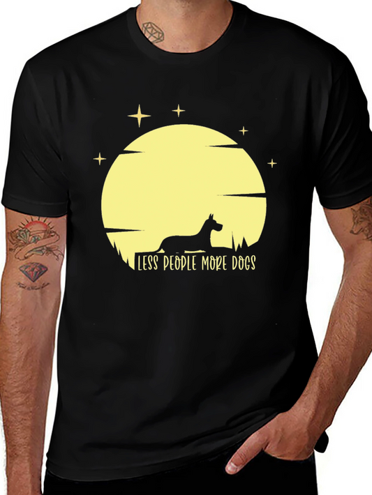 Less People More Dogs T-Shirt - Black Dog Lover Tee