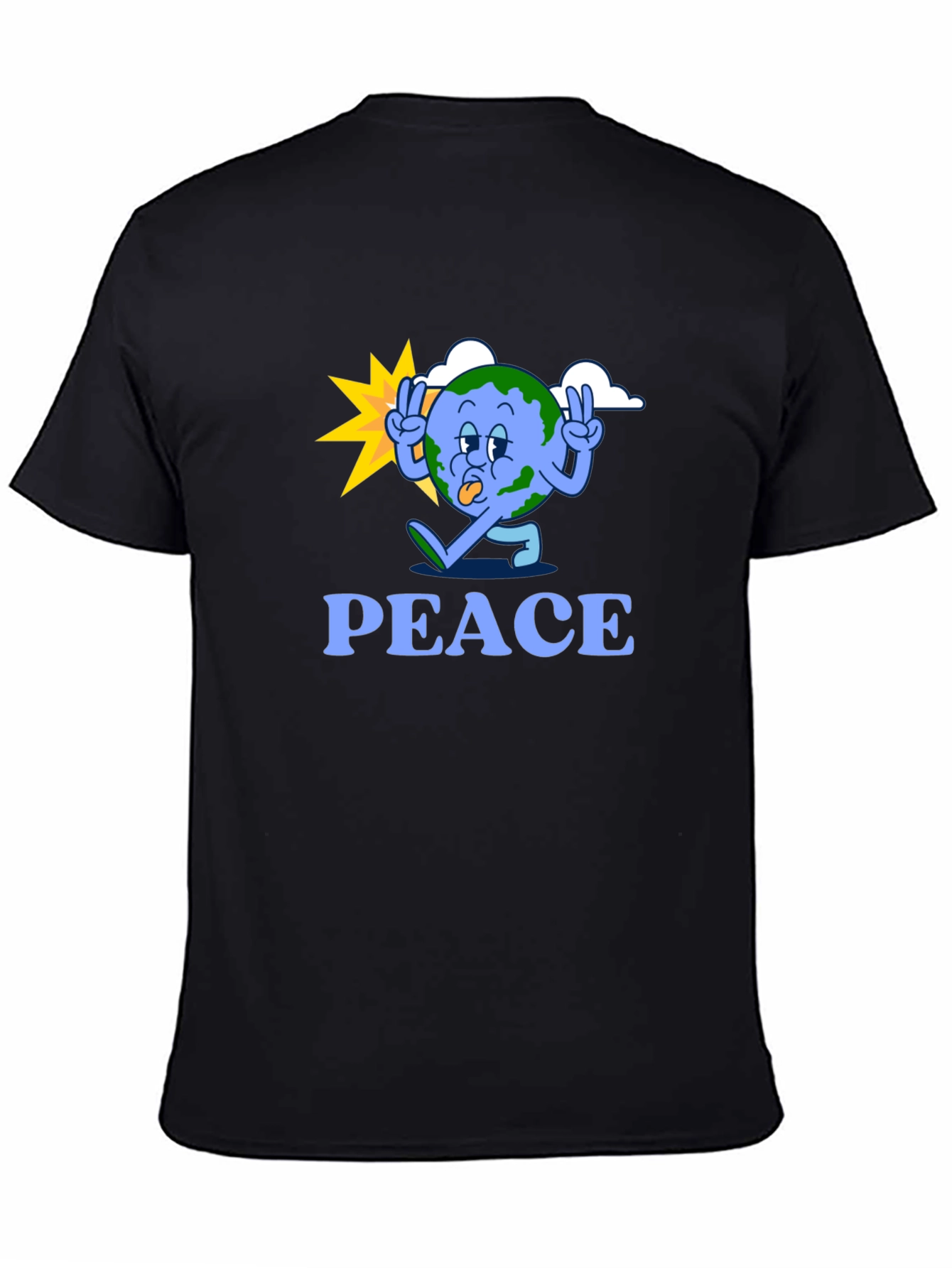 Peace Earth Graphic Tee - Black Cotton Blend