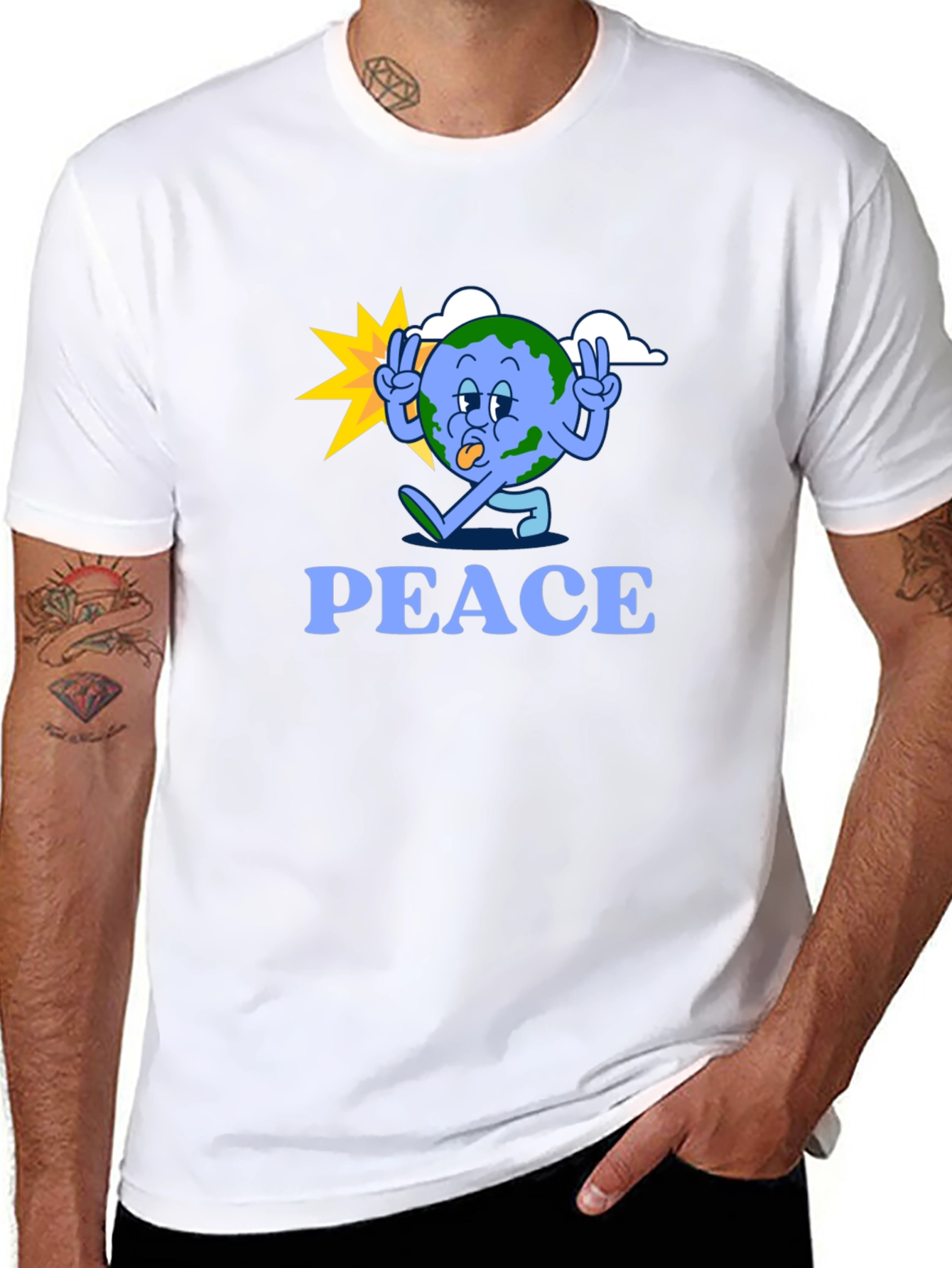 Peace Earth Graphic Tee - Black Cotton Blend