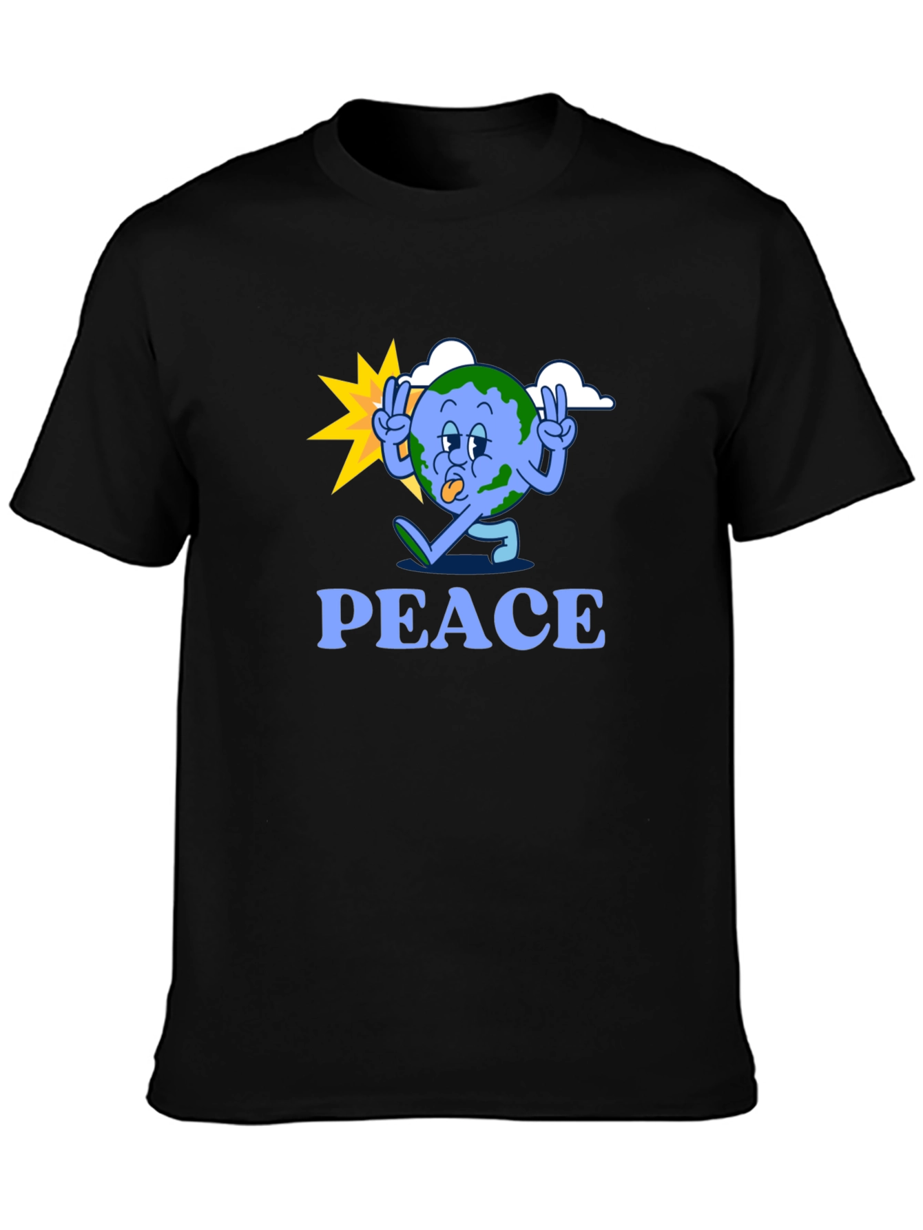 Peace Earth Graphic Tee - Black Cotton Blend