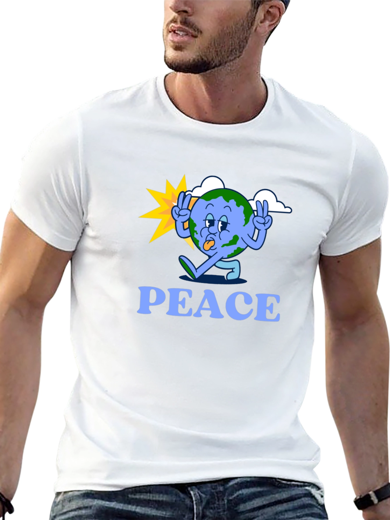 Peace Earth Graphic Tee - Black Cotton Blend