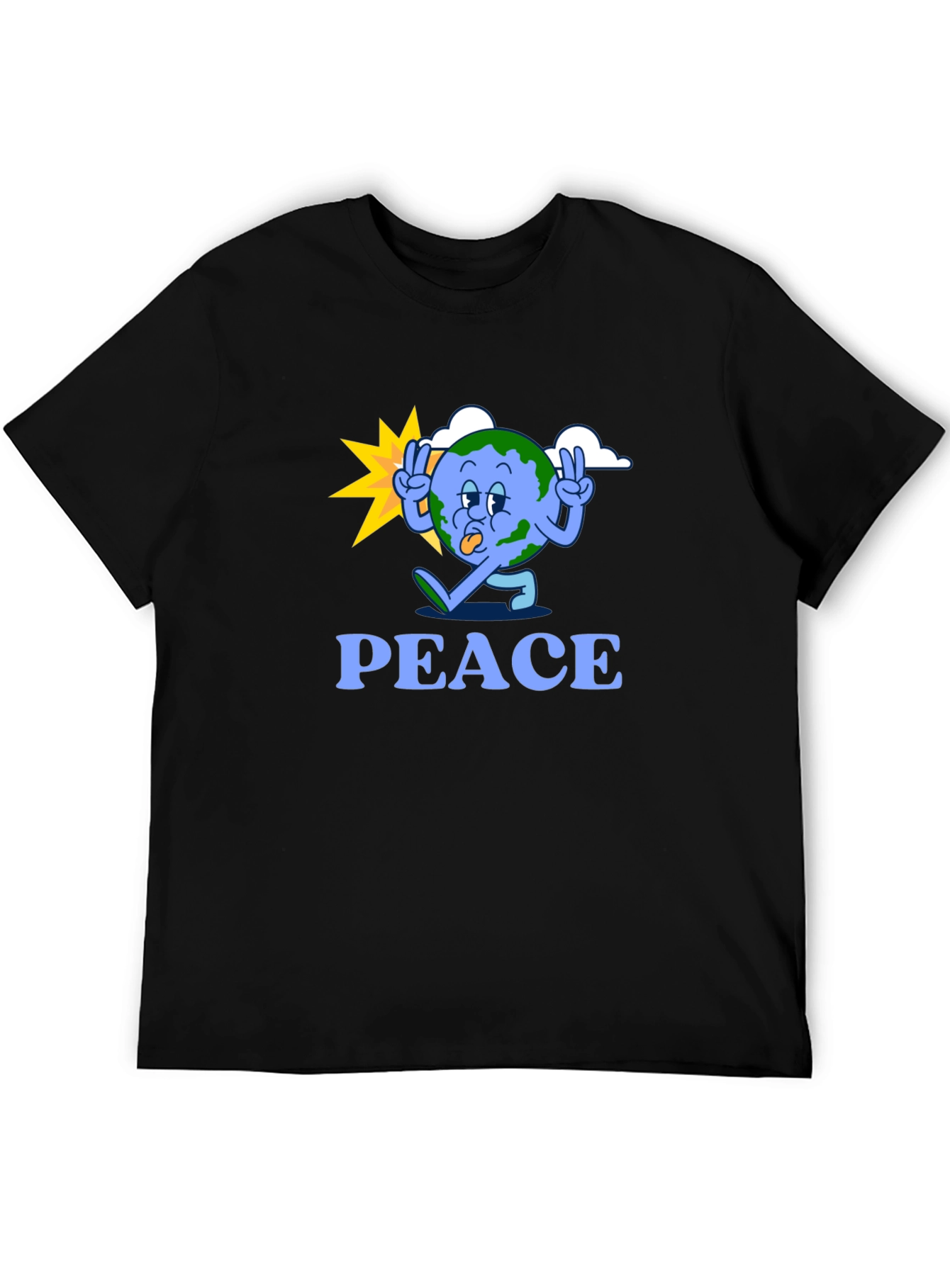 Peace Earth Graphic Tee - Black Cotton Blend