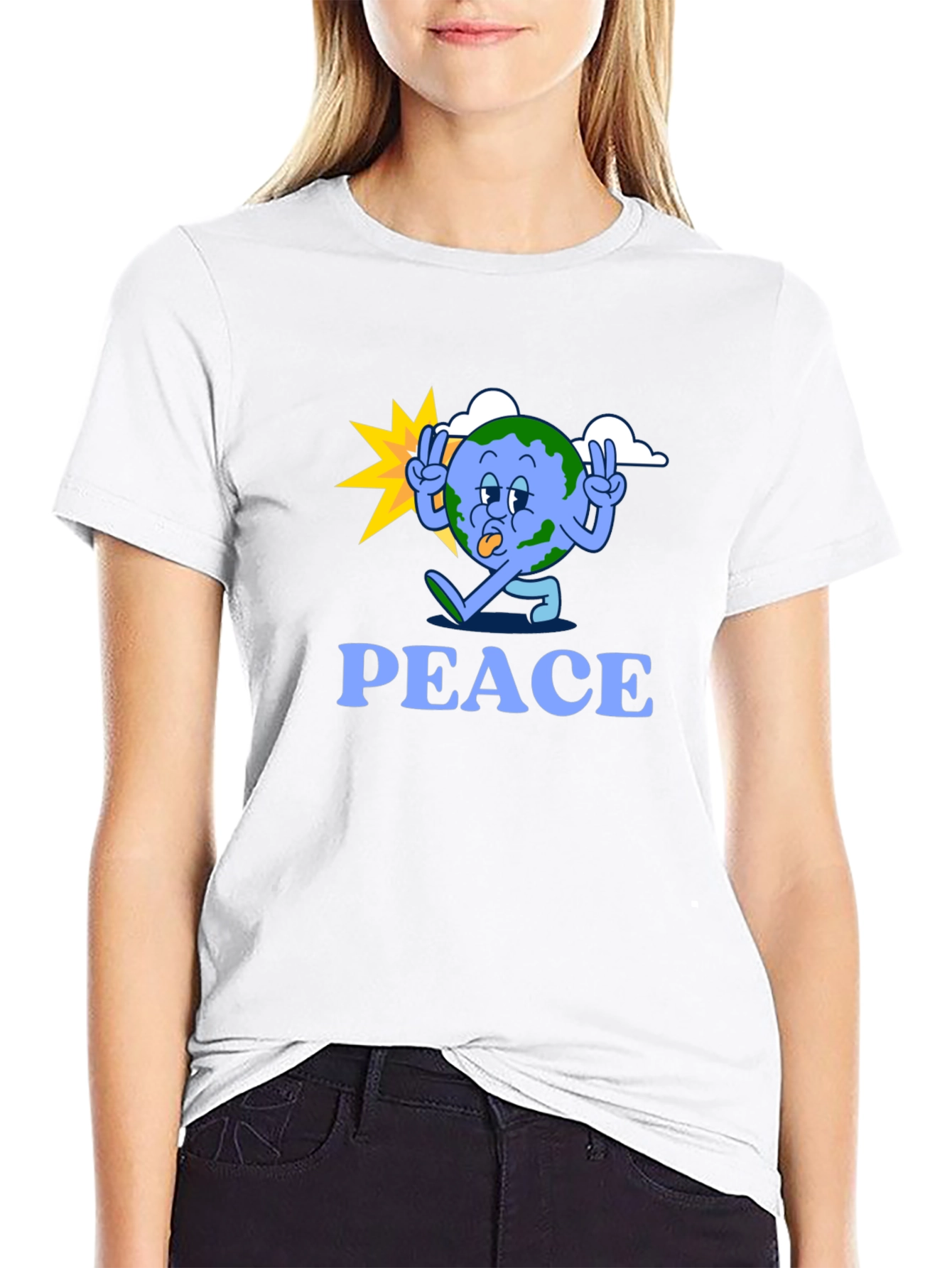 Peace Earth Graphic Tee - Black Cotton Blend