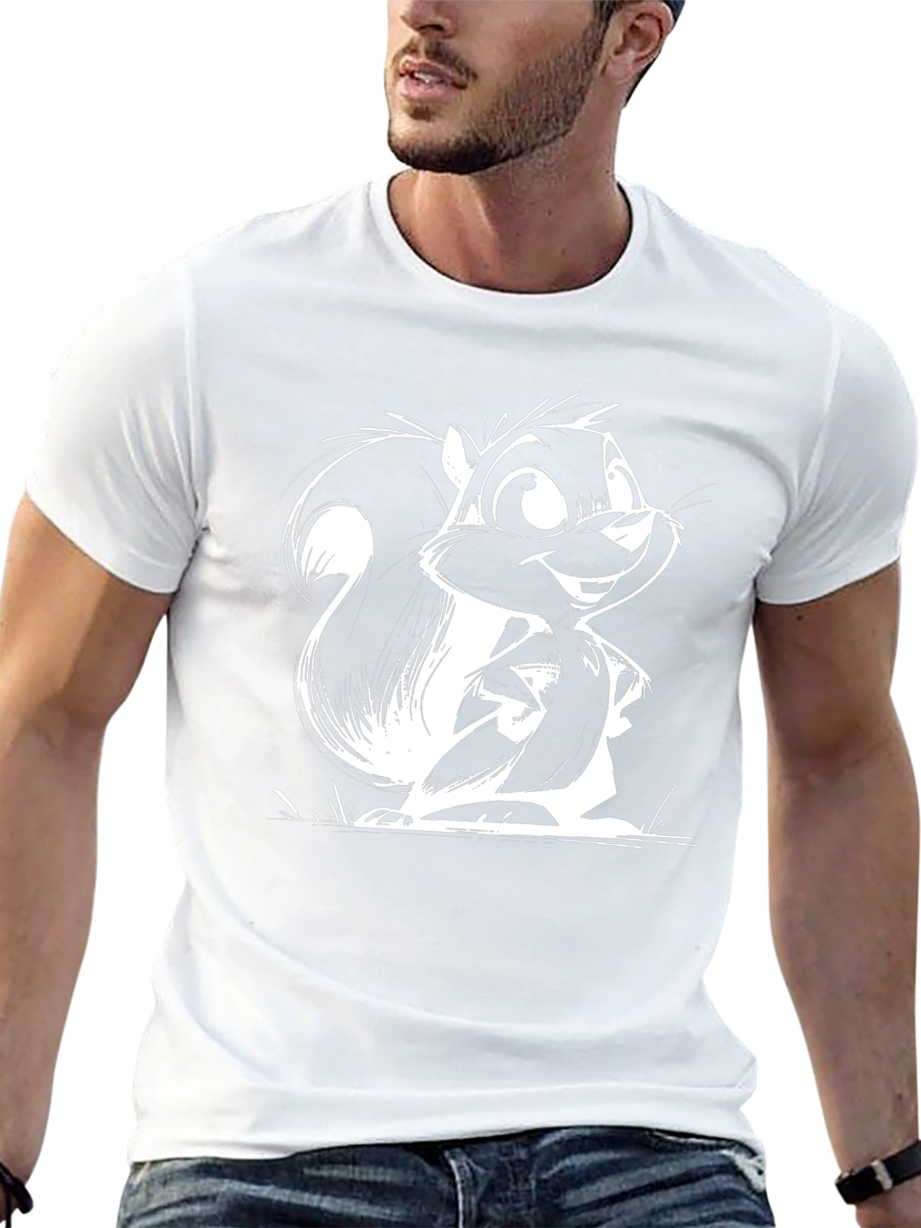 Cartoon Squirrel Graphic Tee - Unisex Black T-Shirt