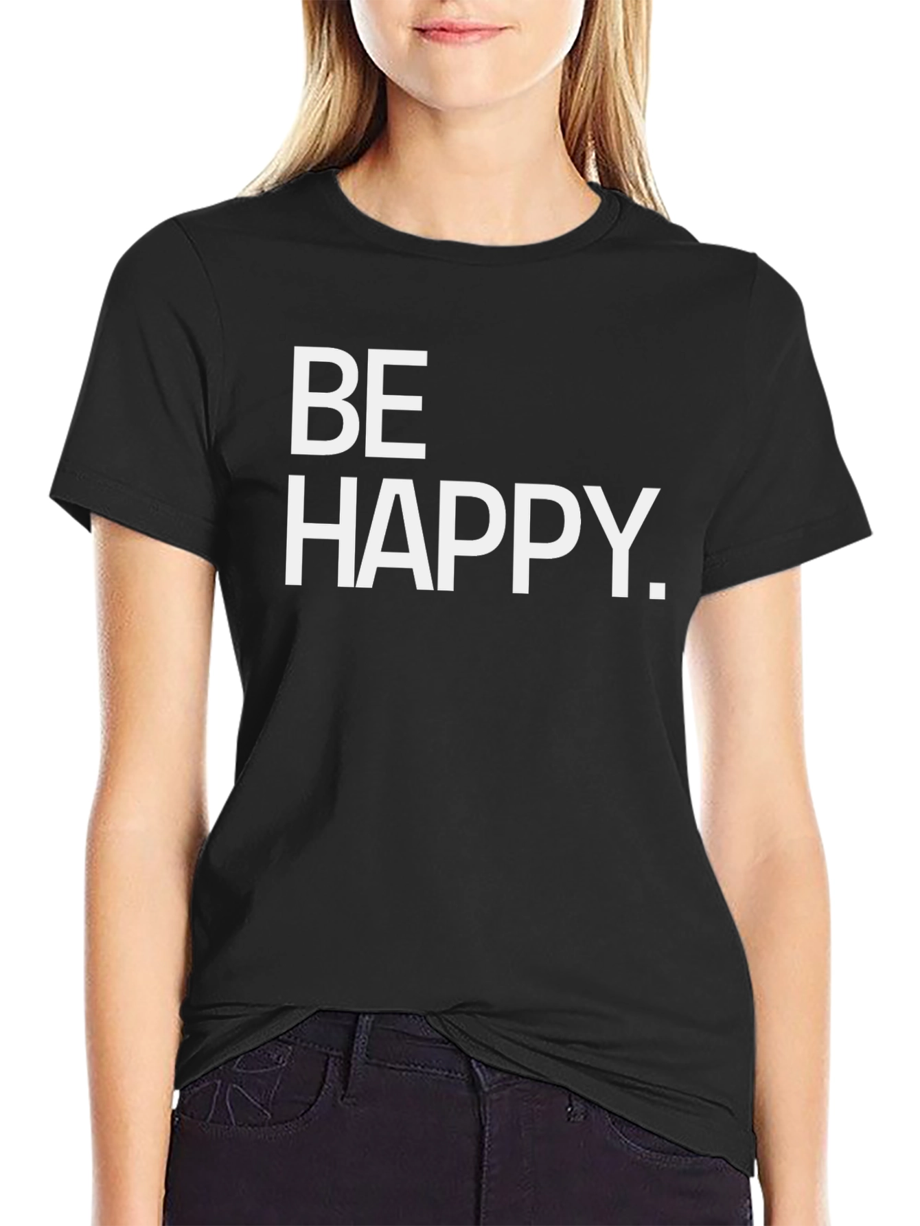 Be Happy Black Graphic Tee
