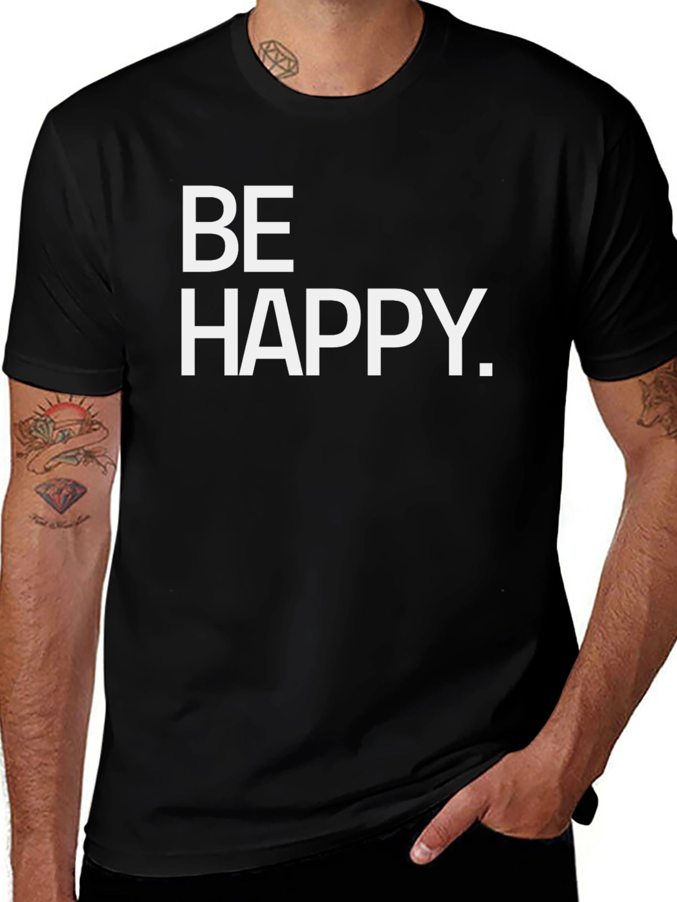 Be Happy Black Graphic Tee