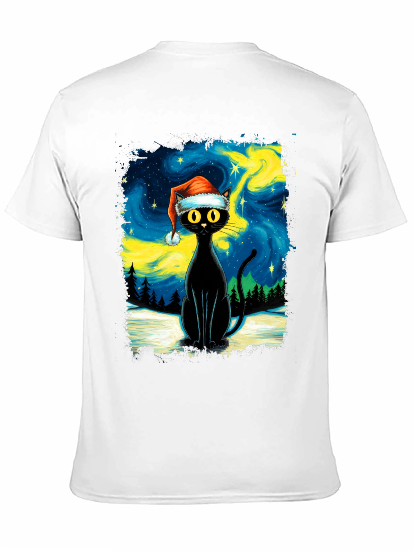 Festive Black Cat T-Shirt - Holiday Style