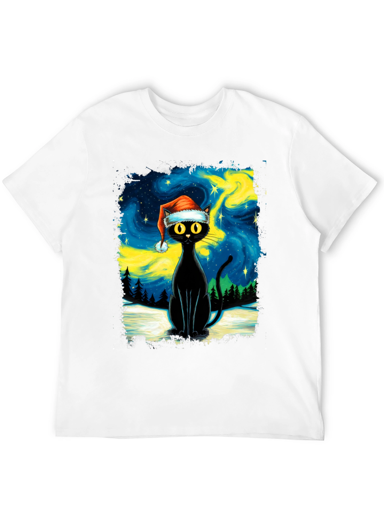 Festive Black Cat T-Shirt - Holiday Style
