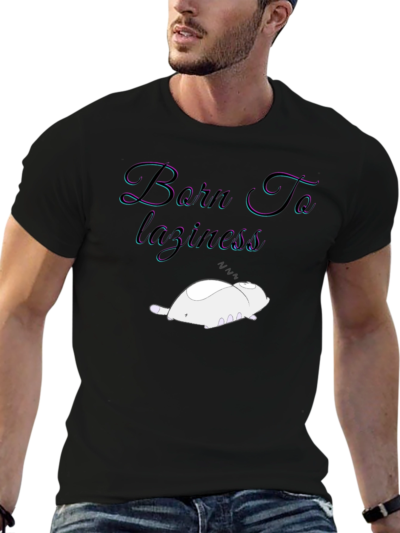 Born To Laziness Black Graphic Tee